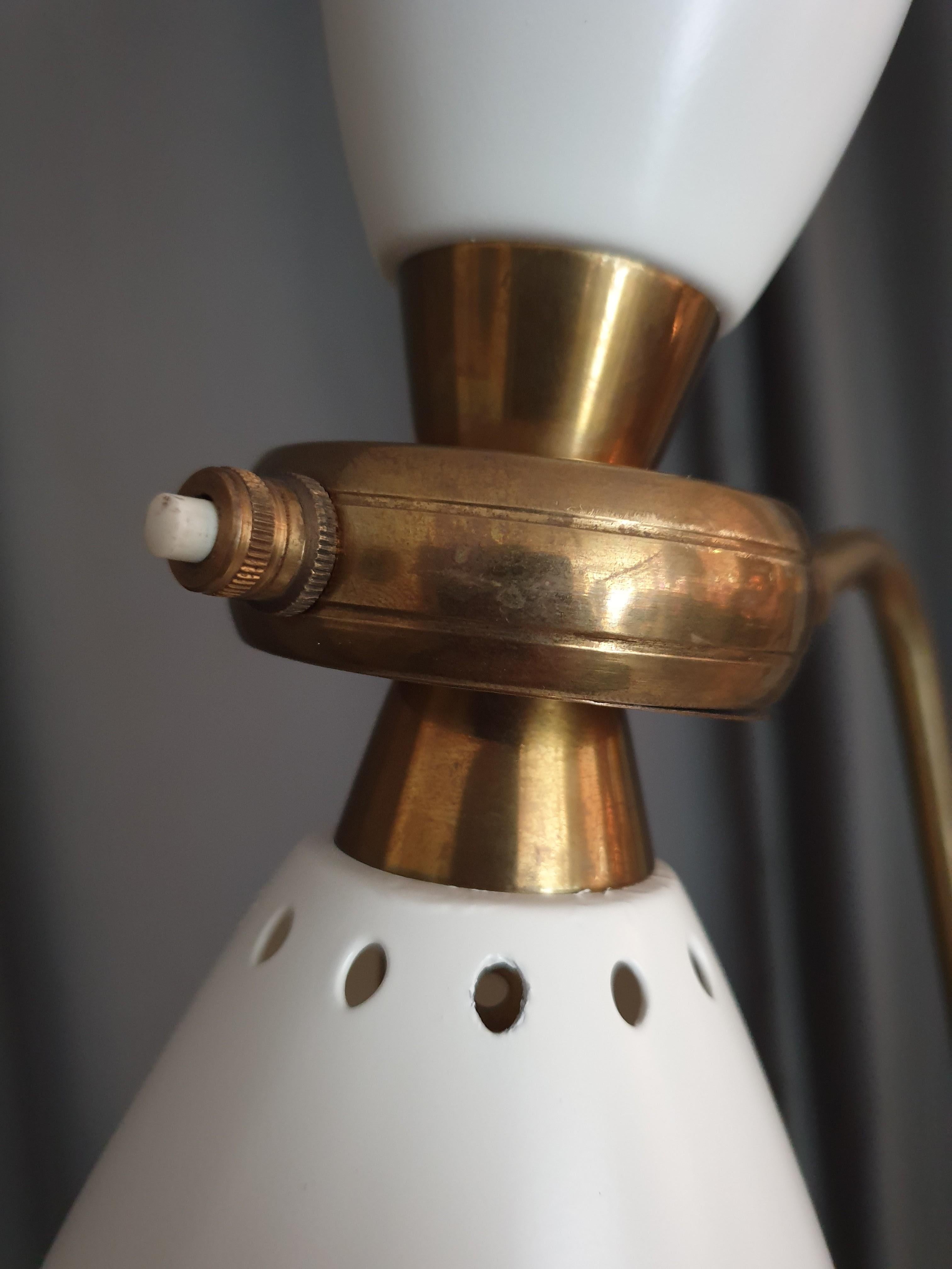 Mid-20th Century Mid-Century Modern, French Brass and Lacquered Aluminium Floor Lamp For Sale