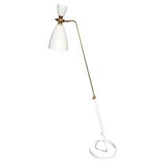 Mid-Century Modern, French Brass and Lacquered Aluminium Floor Lamp