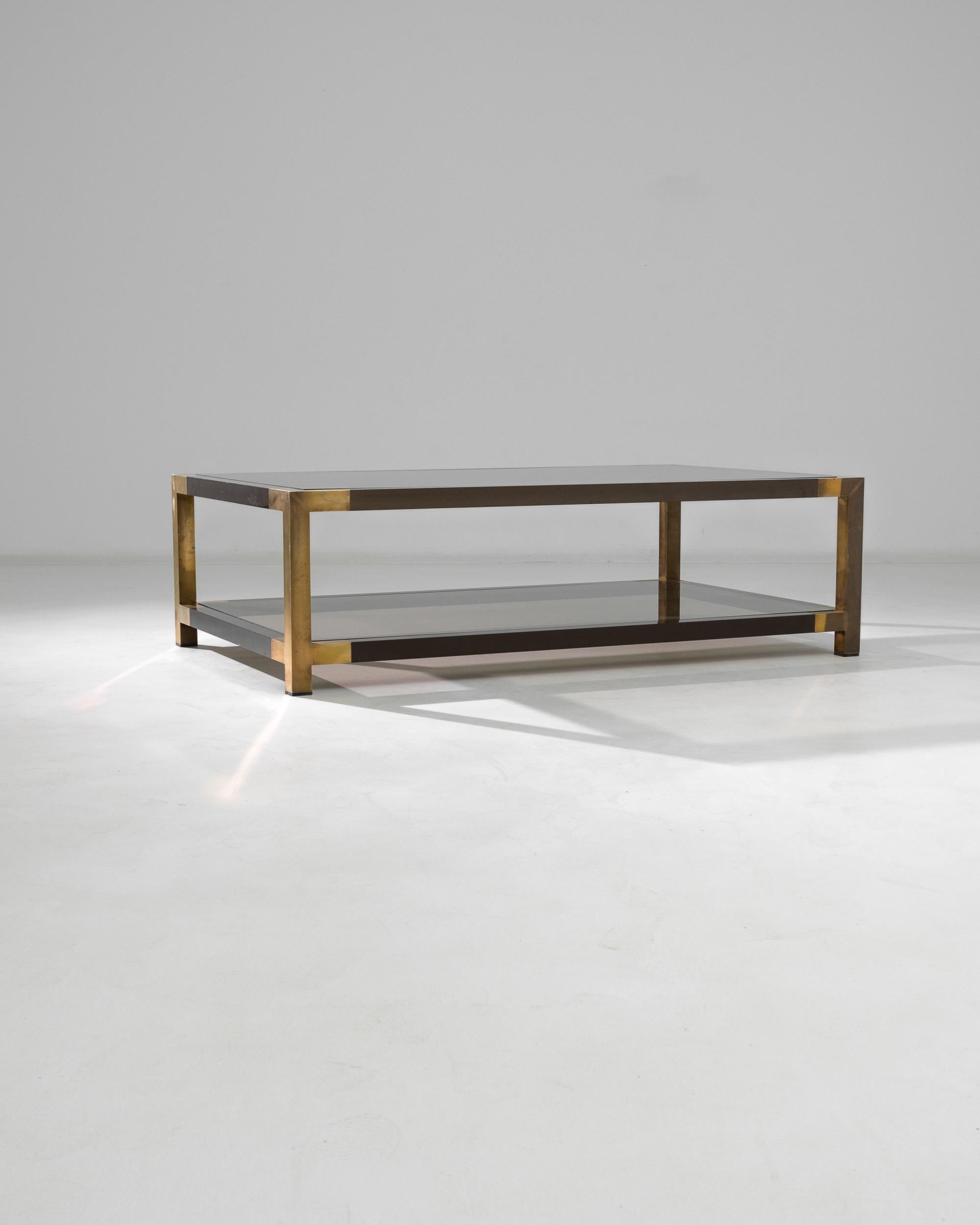 Mid-Century Modern French Brass Coffee Table In Good Condition In High Point, NC