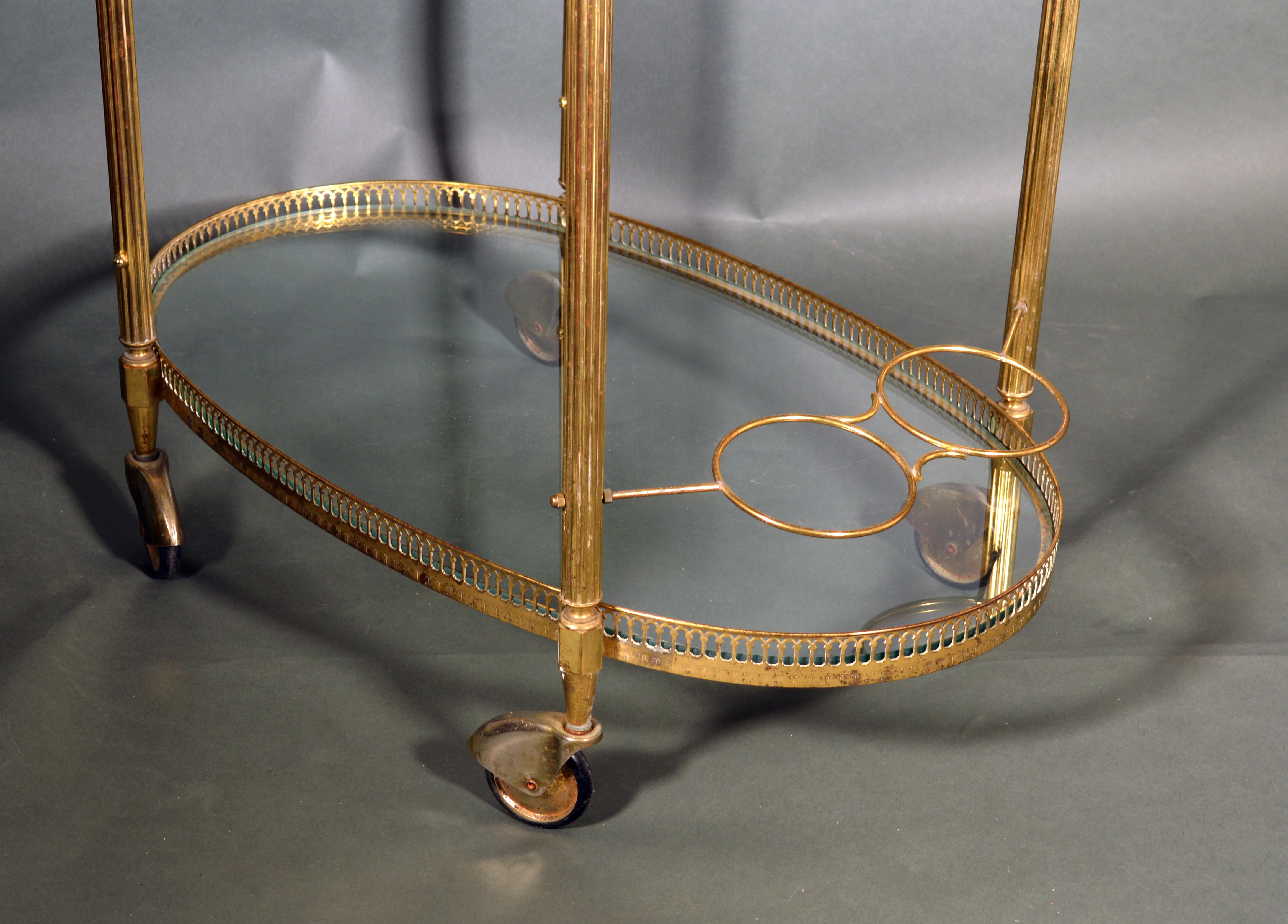 Mid-Century Modern French Brass and Glass Bar Cart, the 1950s 1