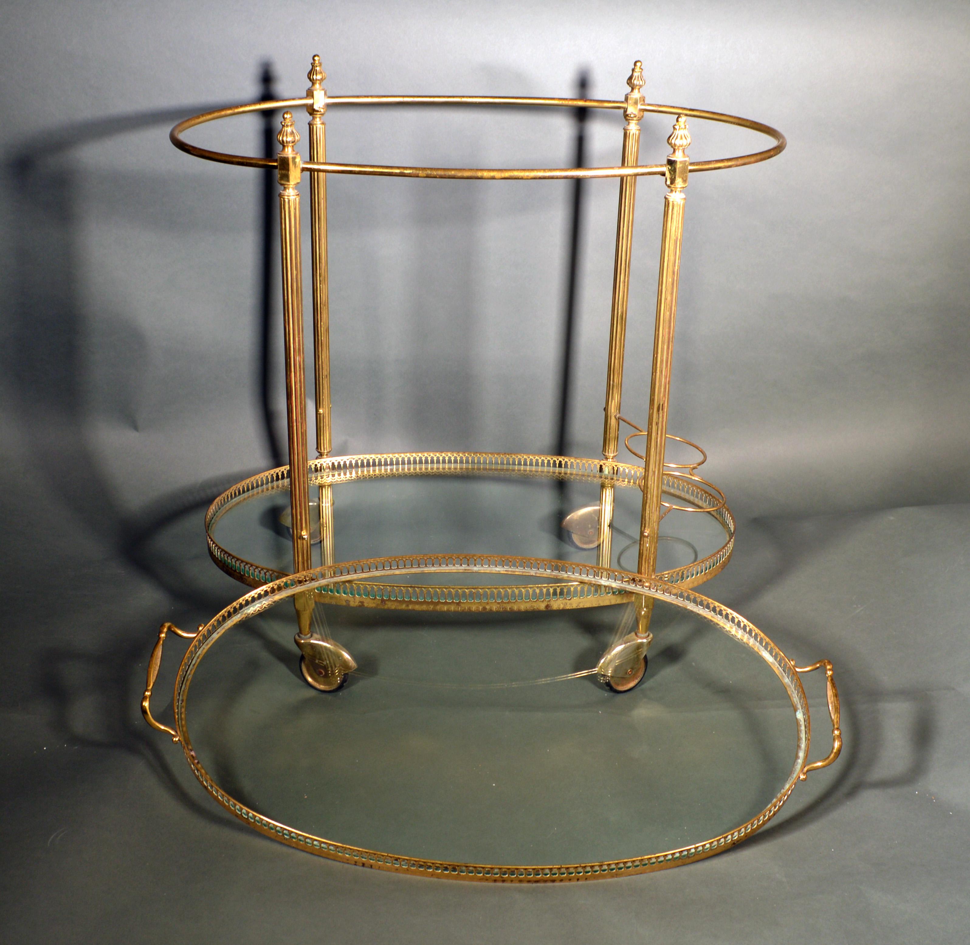 Mid-Century Modern French Brass and Glass Bar Cart, the 1950s 2