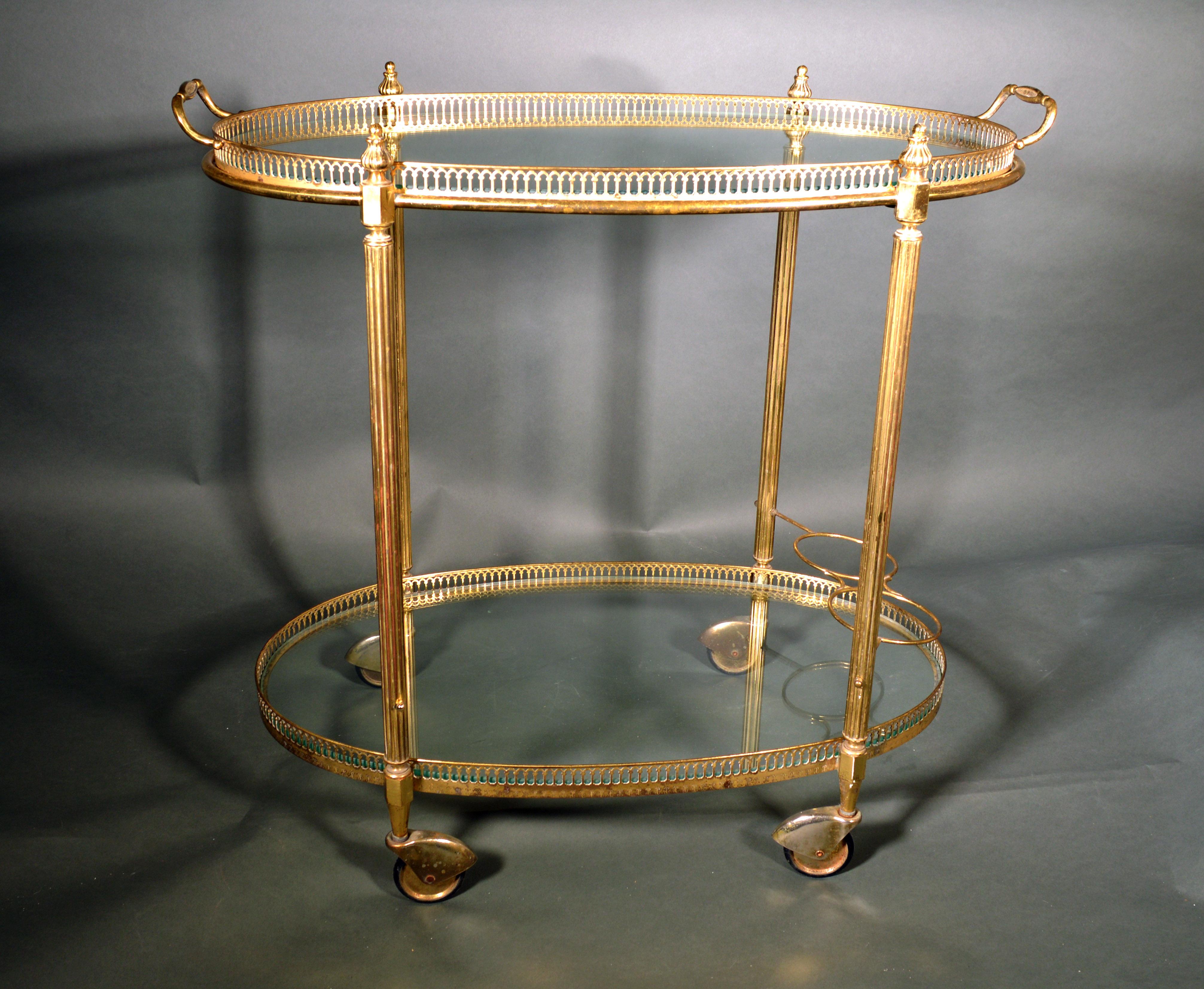 Mid-Century Modern French Brass and Glass Bar Cart, the 1950s 4