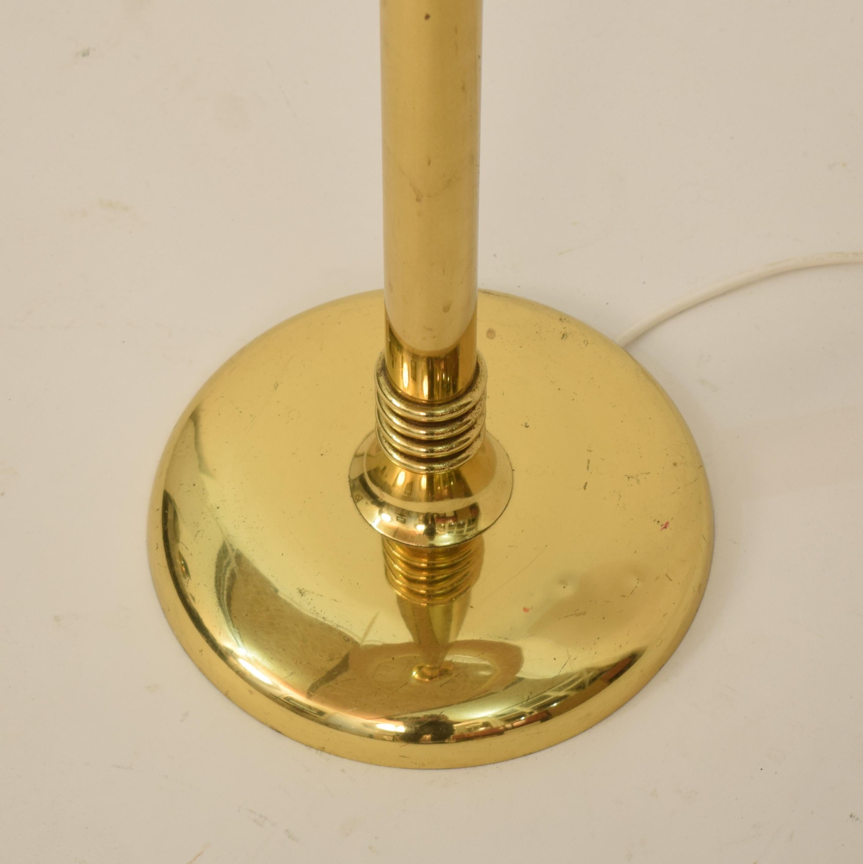 Mid-Century Modern French Brass Standard Floor Lamp with Original Shade, 1960s 2