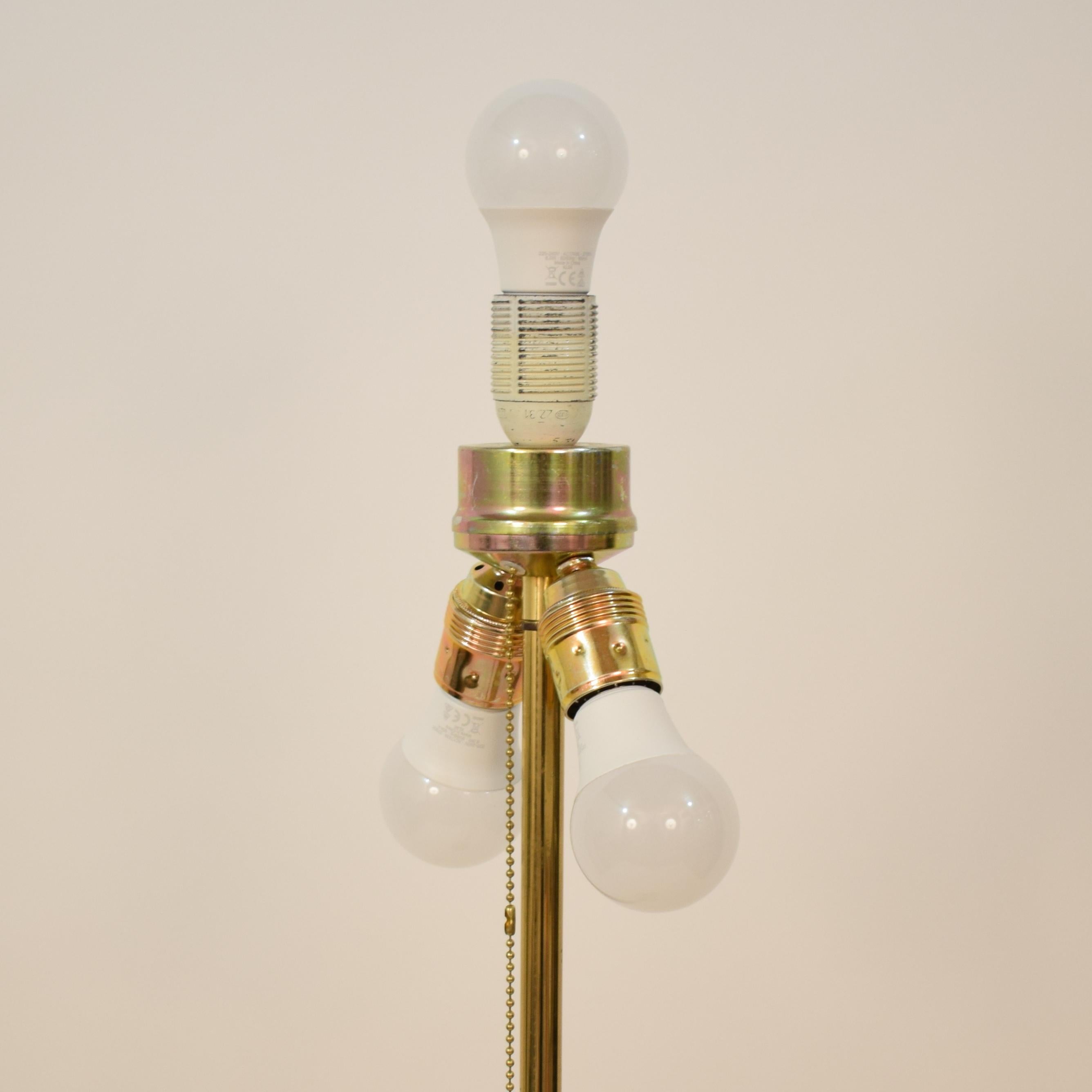 Mid-Century Modern French Brass Standard Floor Lamp with Original Shade, 1960s 3