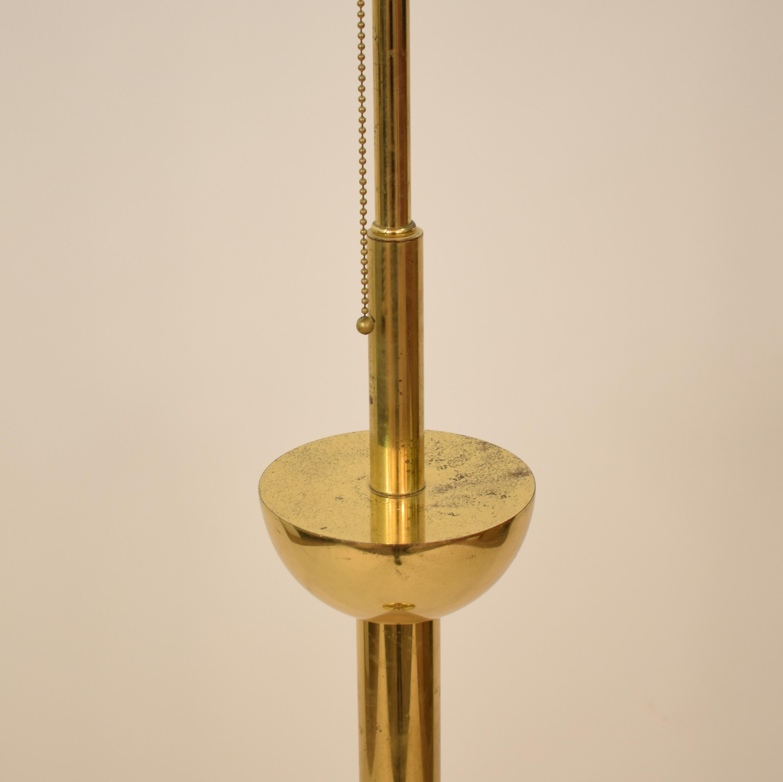Mid-Century Modern French Brass Standard Floor Lamp with Original Shade, 1960s 4