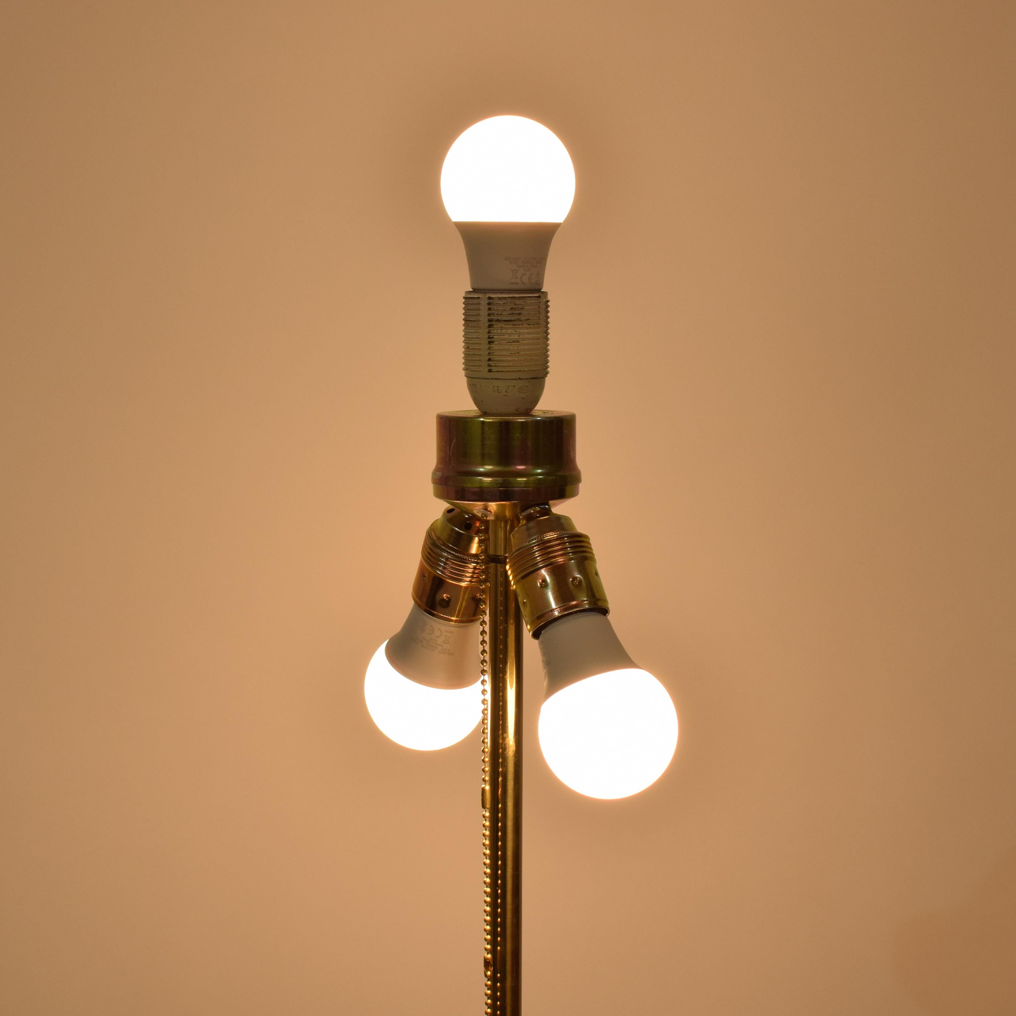 Mid-Century Modern French Brass Standard Floor Lamp with Original Shade, 1960s 5