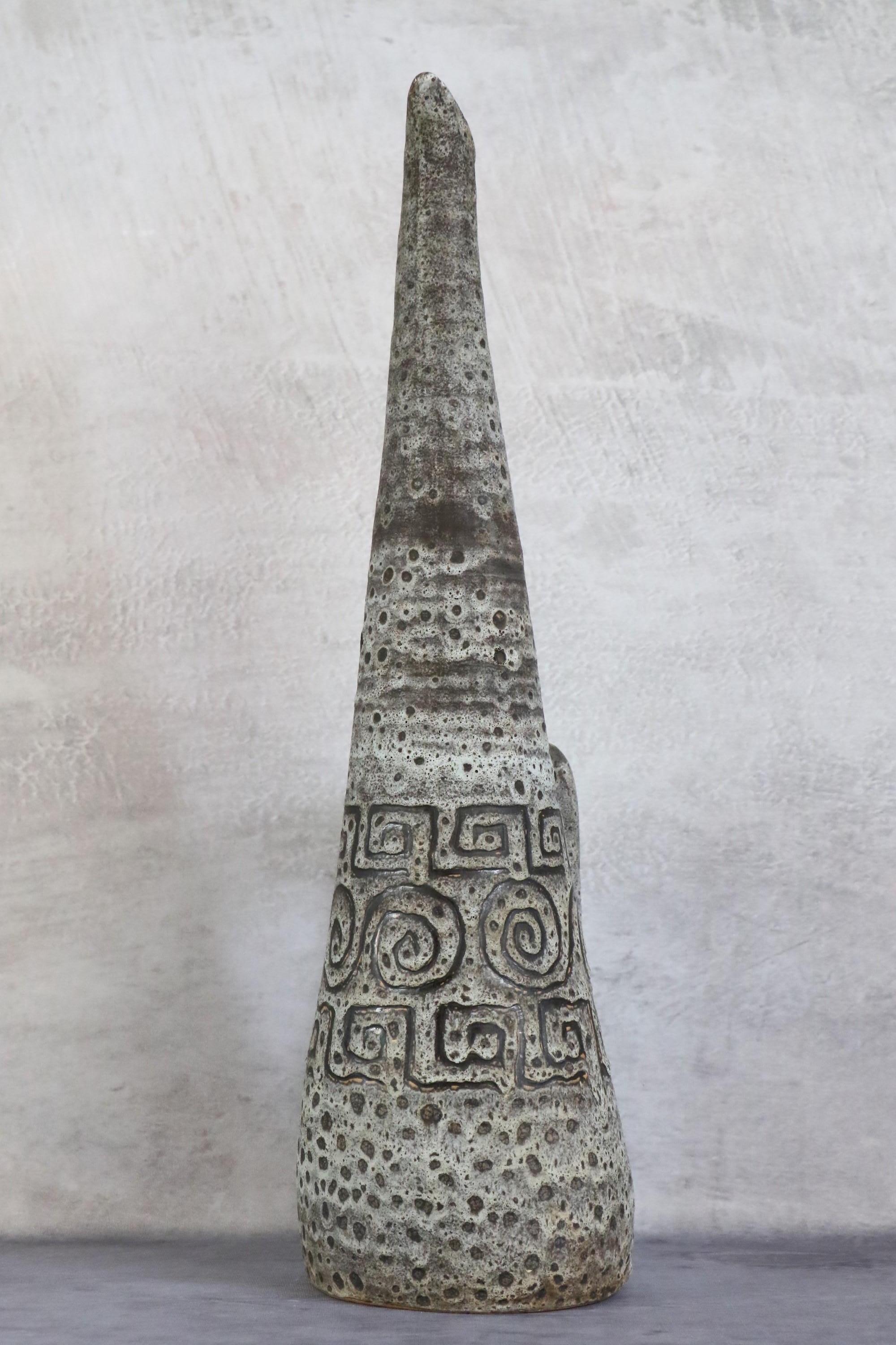 Jarra grande de cerámica francesa moderna de mediados de siglo de Agnes Escala 1970 Francia Cerámico en venta
