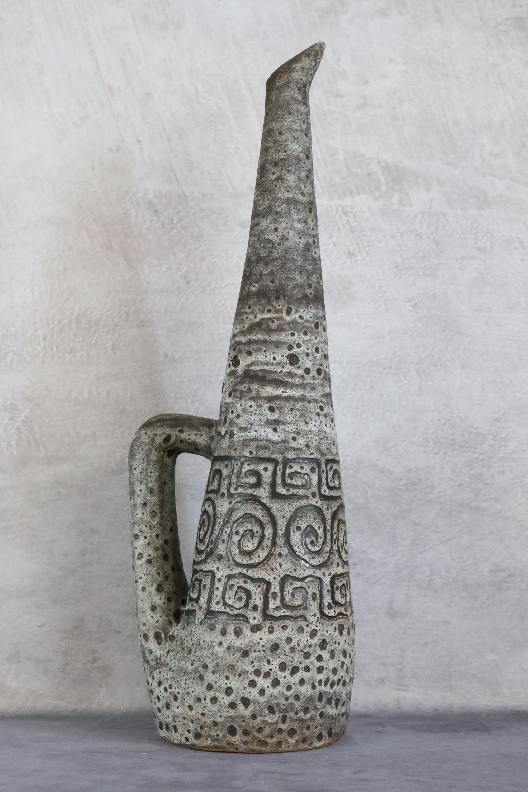 Jarra grande de cerámica francesa moderna de mediados de siglo de Agnes Escala 1970 Francia en venta 1
