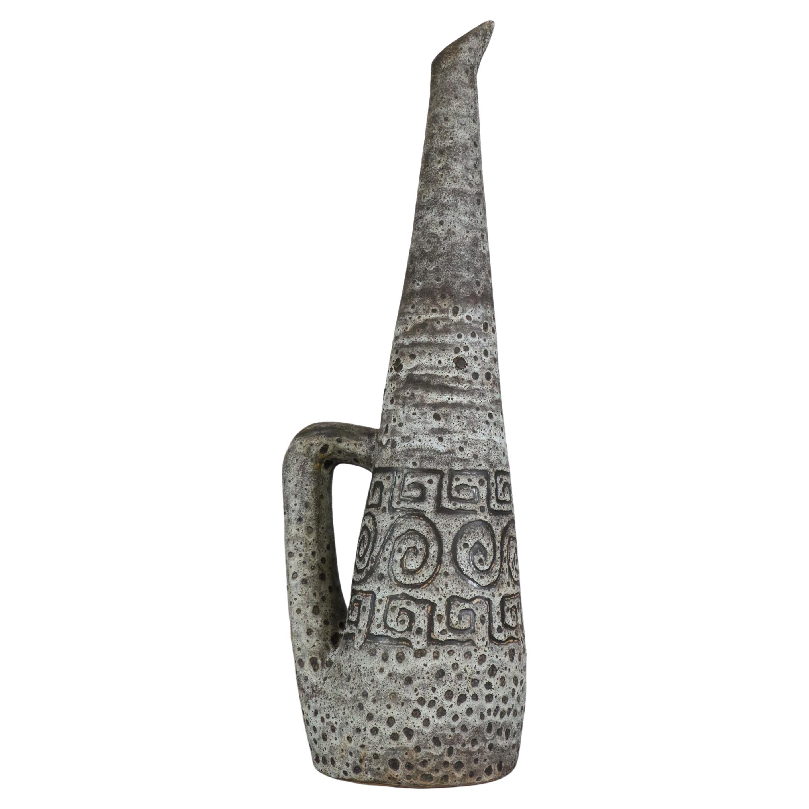 Jarra grande de cerámica francesa moderna de mediados de siglo de Agnes Escala 1970 Francia en venta