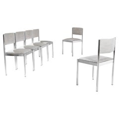 Mid-Century Modern French Chrome Dining Chairs, Set of Six