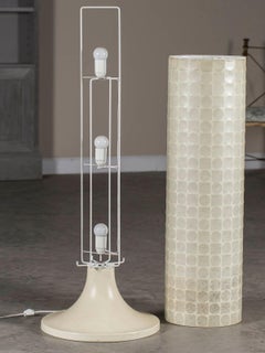 Mid-Century Modern French Circular Vellum Shade Lamp, circa 1975