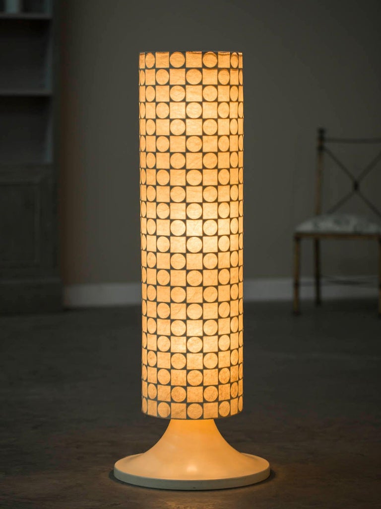 MidCentury Modern French Circular Vellum Shade Lamp, circa 1975 For