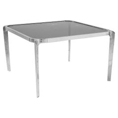 Mid-Century Modern French Coffee Table with Smoke Glass Top