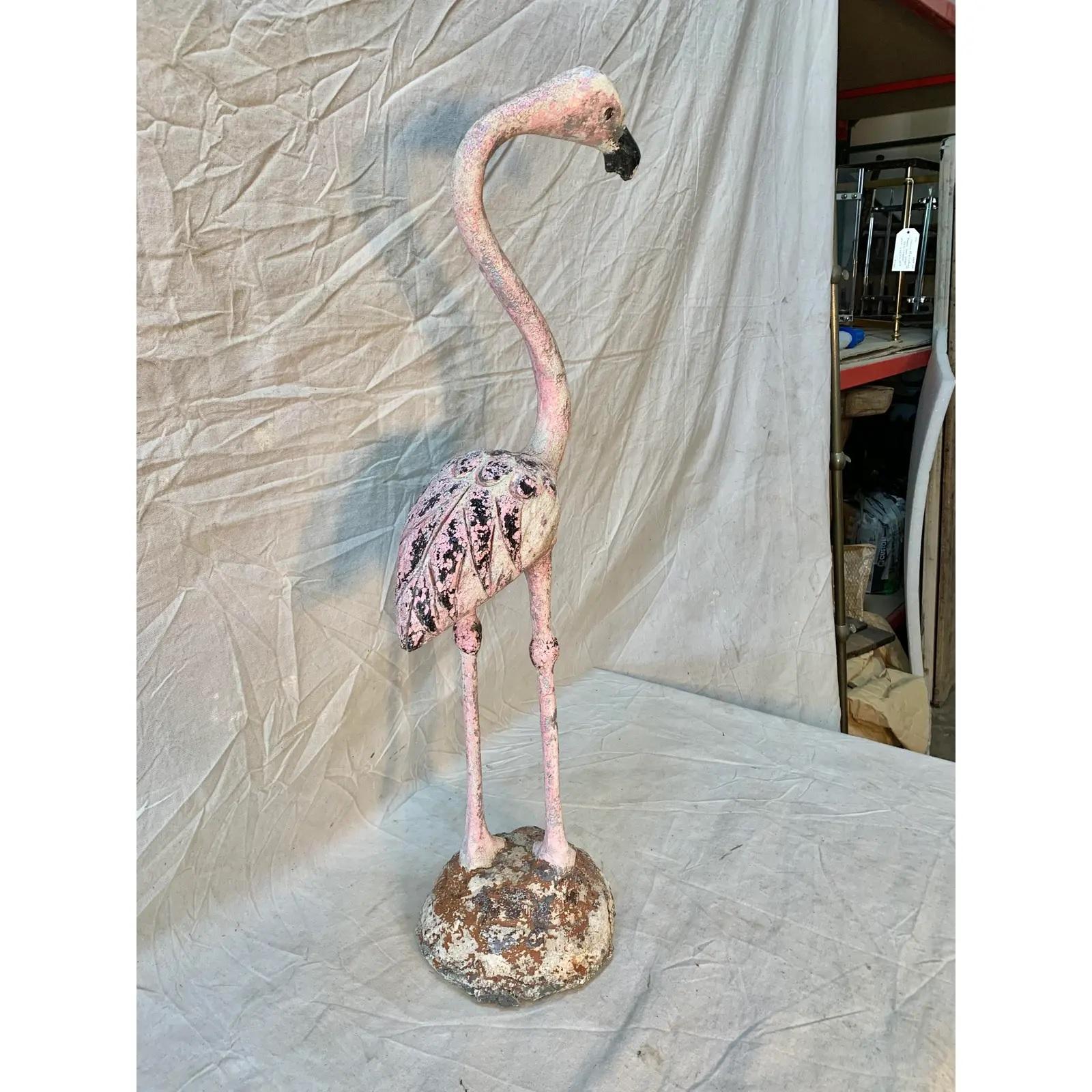 Hand-Crafted Mid-Century Modern French Concrete Flamingo Garden Ornament