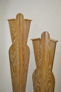 Mid-Century Modern French Display Mannequins, Solid Oak, 1950s Pair