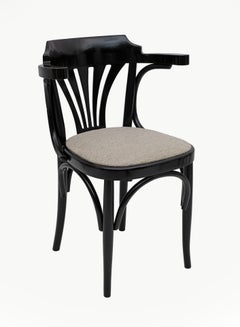 Mid-Century Modern French Ebonized Beech Bistro Chairs, 1970s, Set of 4