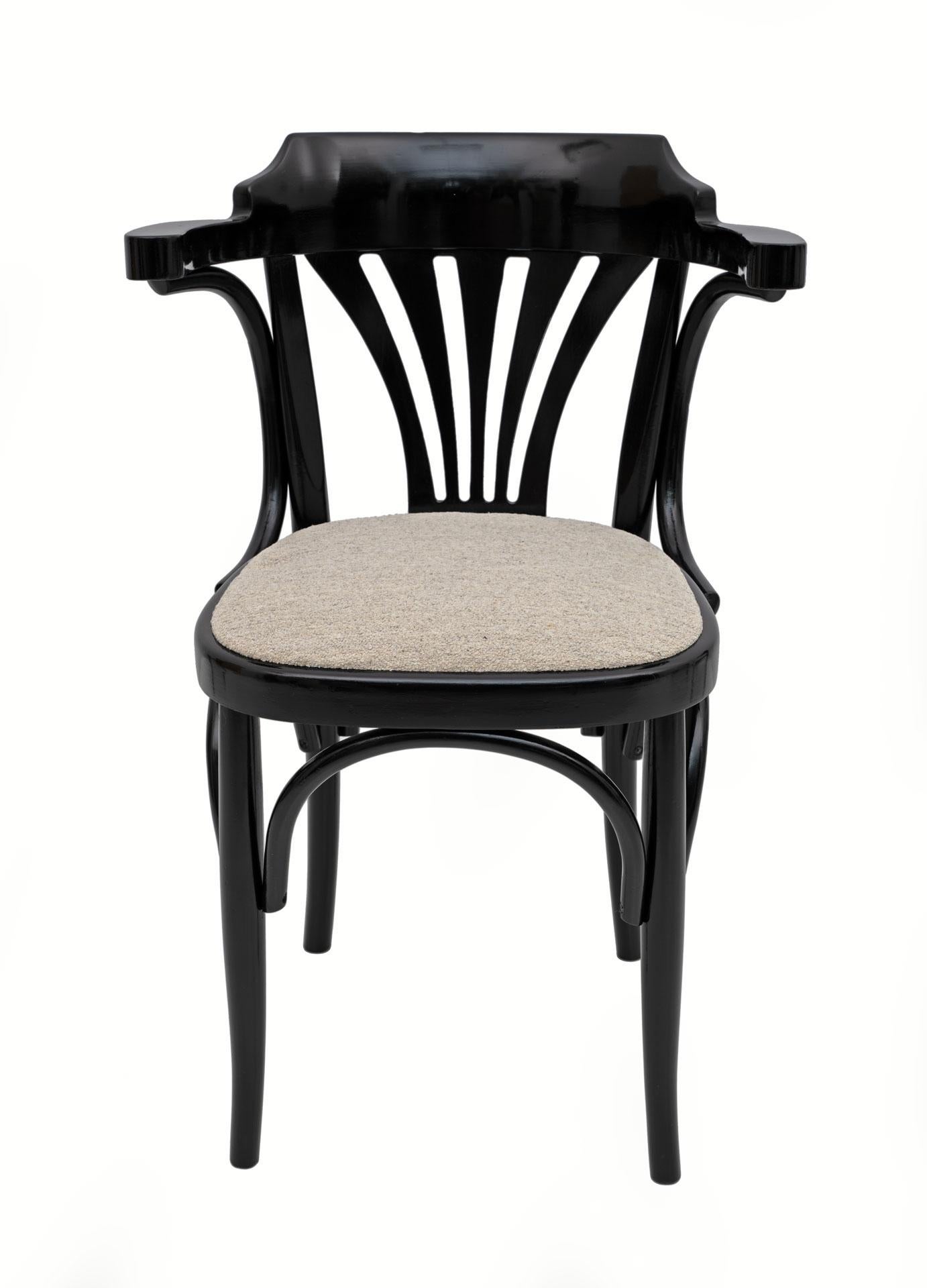 Mid-Century Modern French Ebonized Beech Bistro Chairs, 1970s, Set of 4 For Sale 3