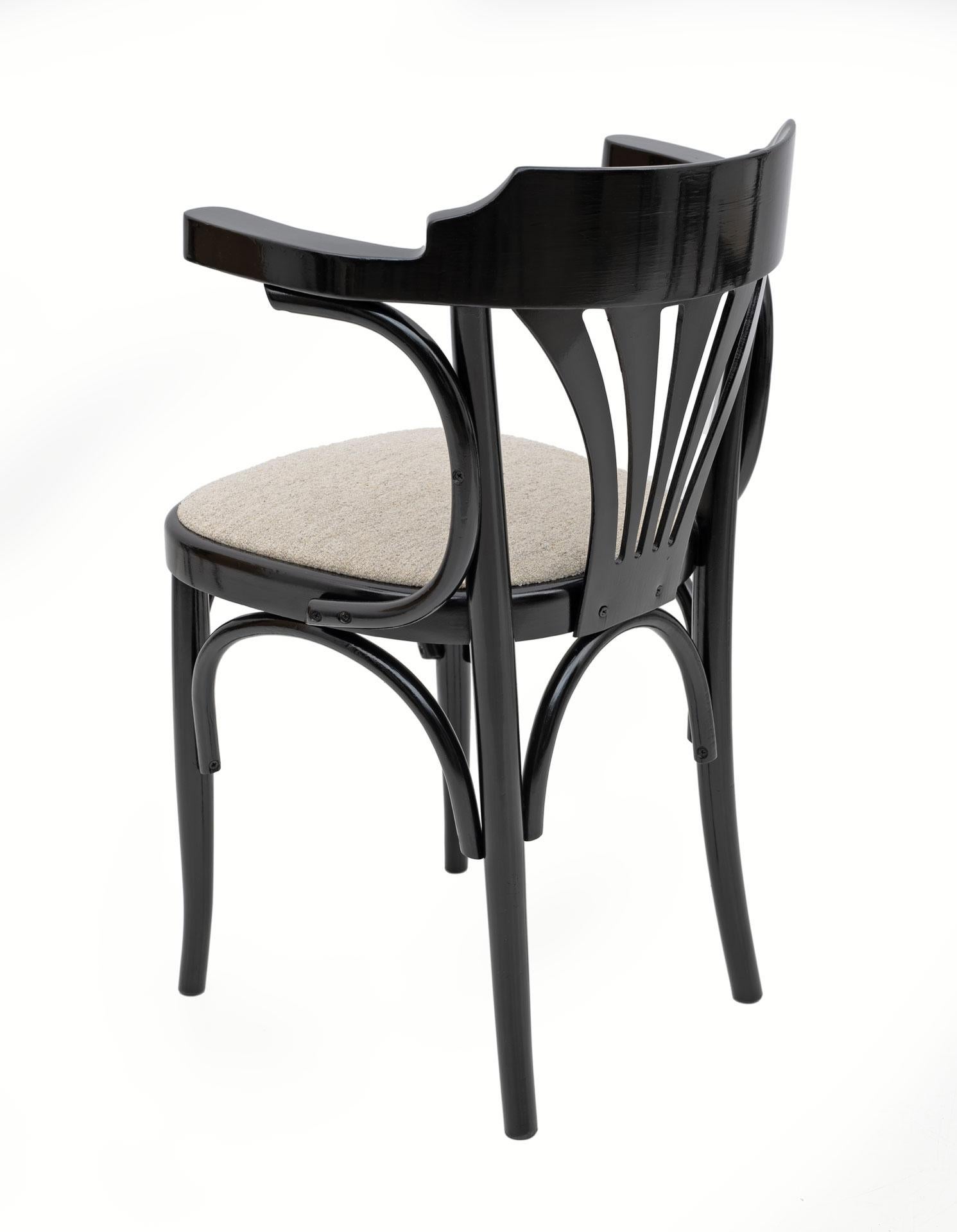 Mid-Century Modern French Ebonized Beech Bistro Chairs, 1970s, Set of 4 For Sale 4
