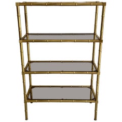 Mid-Century Modern French Faux Bamboo Brass Étagère by Maison Baguès, 1960s