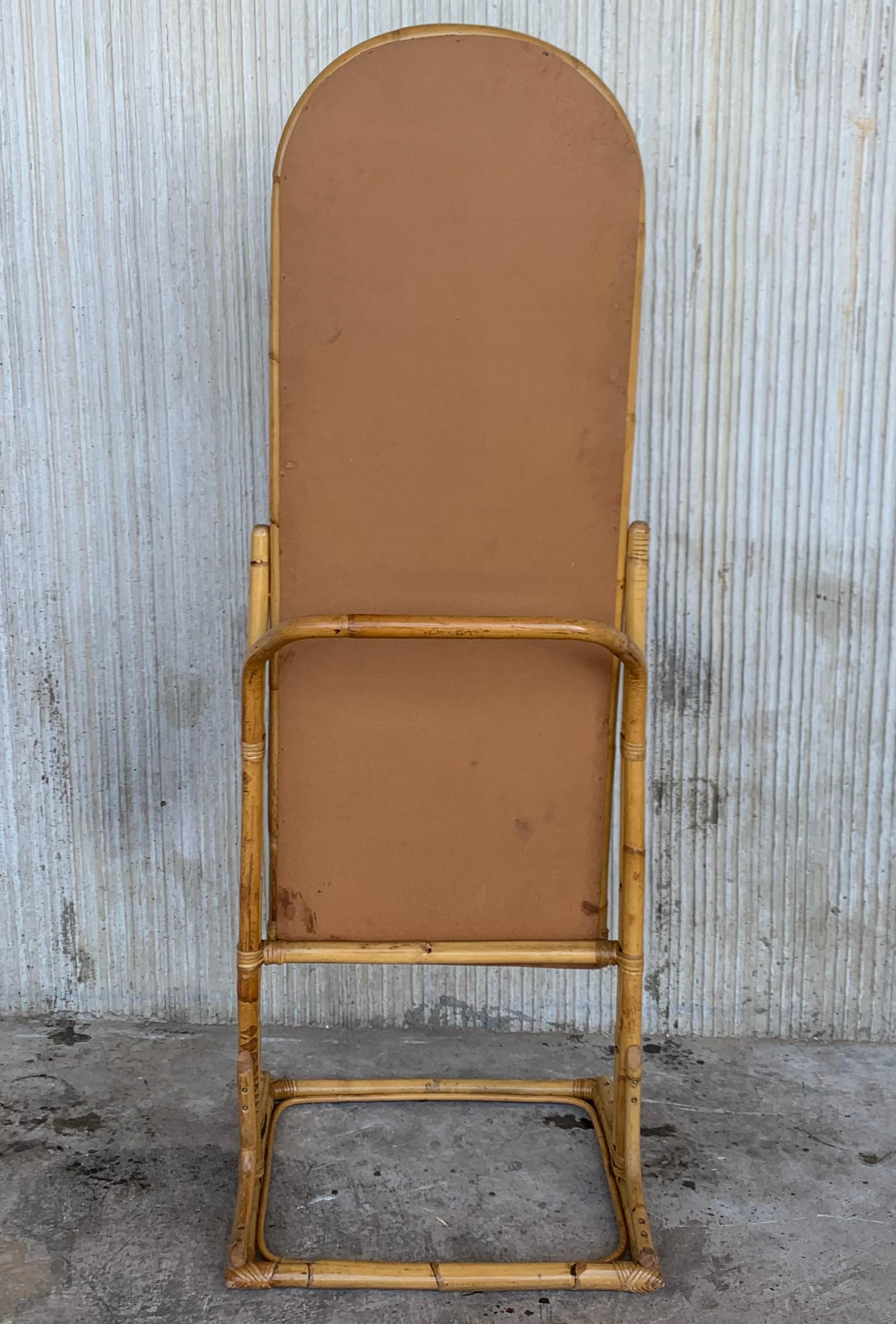 20th Century Mid-Century Modern French Faux Bamboo Cheval Mirror with Back Hanger