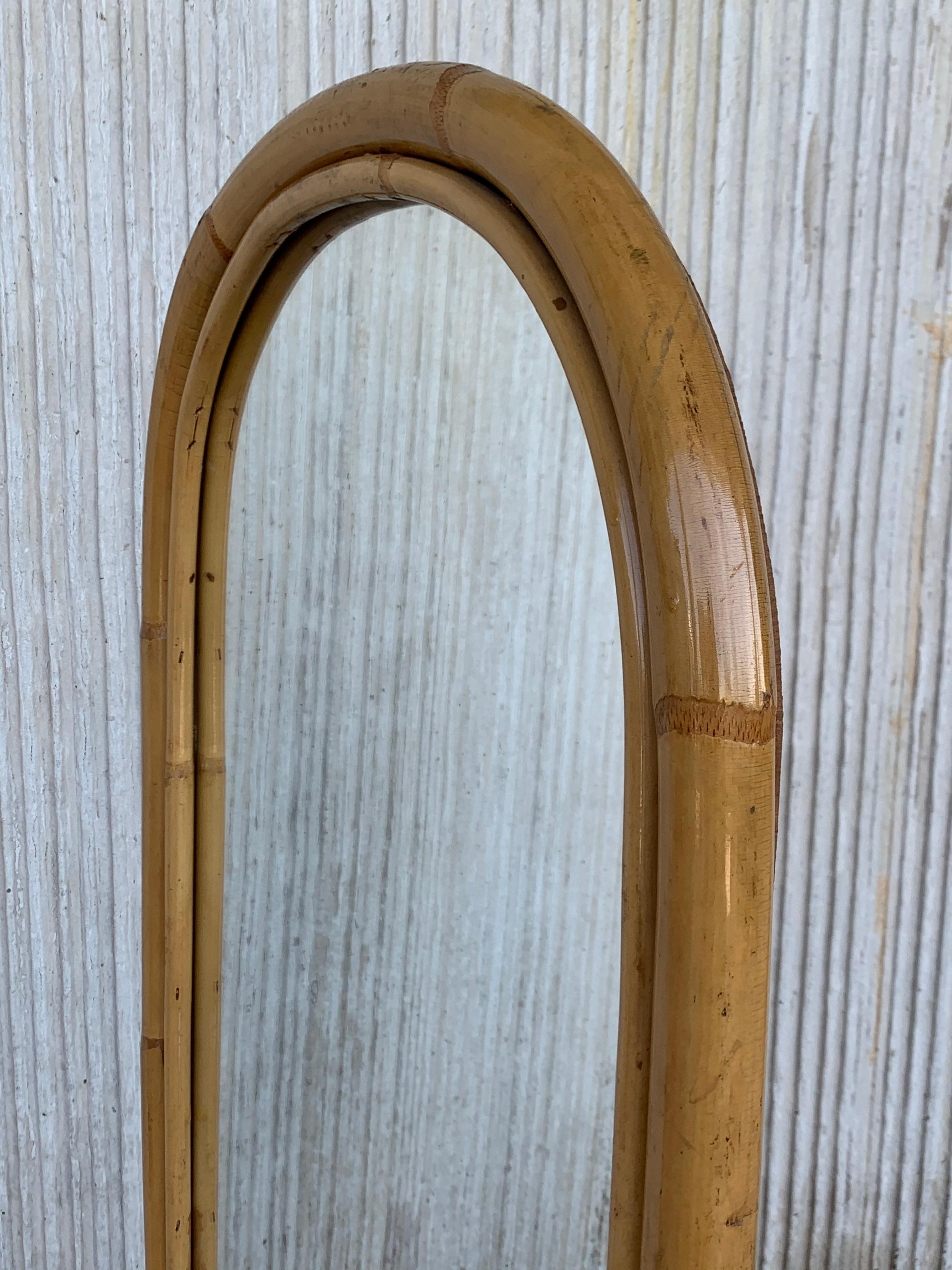 Mid-Century Modern French Faux Bamboo Cheval Mirror with Back Hanger 2