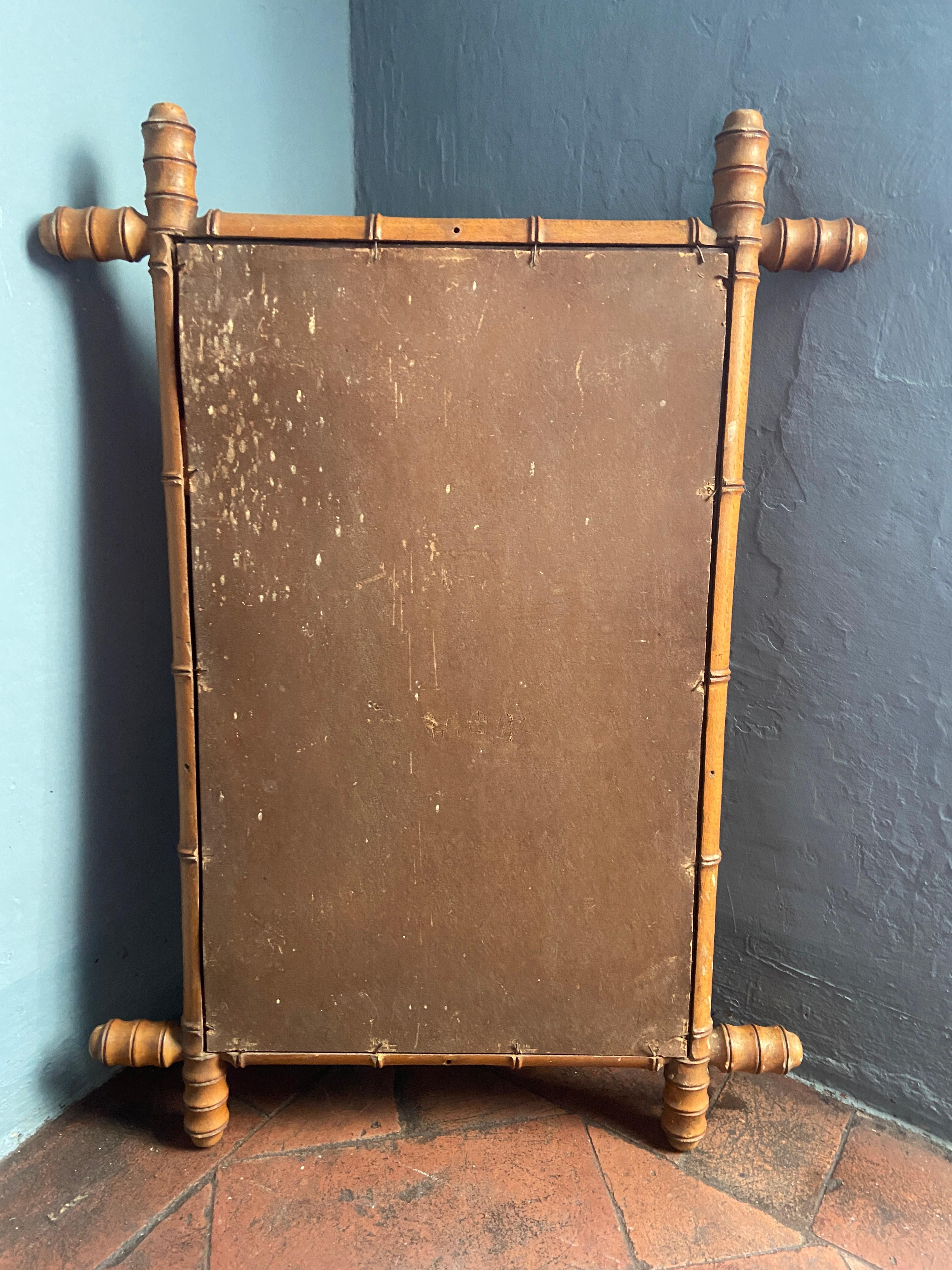 Mid-Century Modern French Faux Bamboo Wall Mirror. 1930s For Sale 4