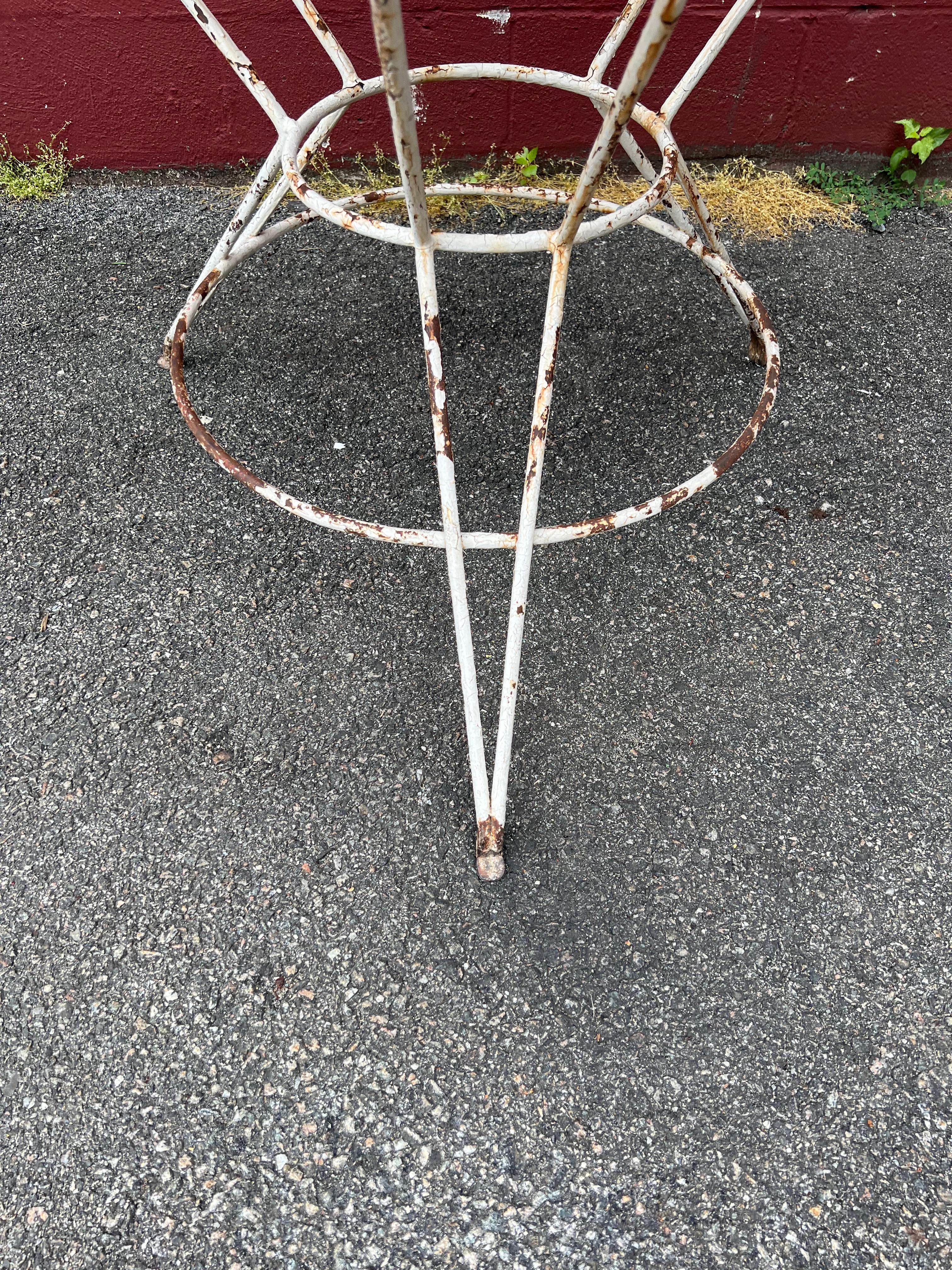 Mid-20th Century Mid-Century Modern French Garden Table in Distressed Paint For Sale