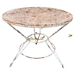 Vintage Mid-Century Modern French Garden Table in Distressed Paint