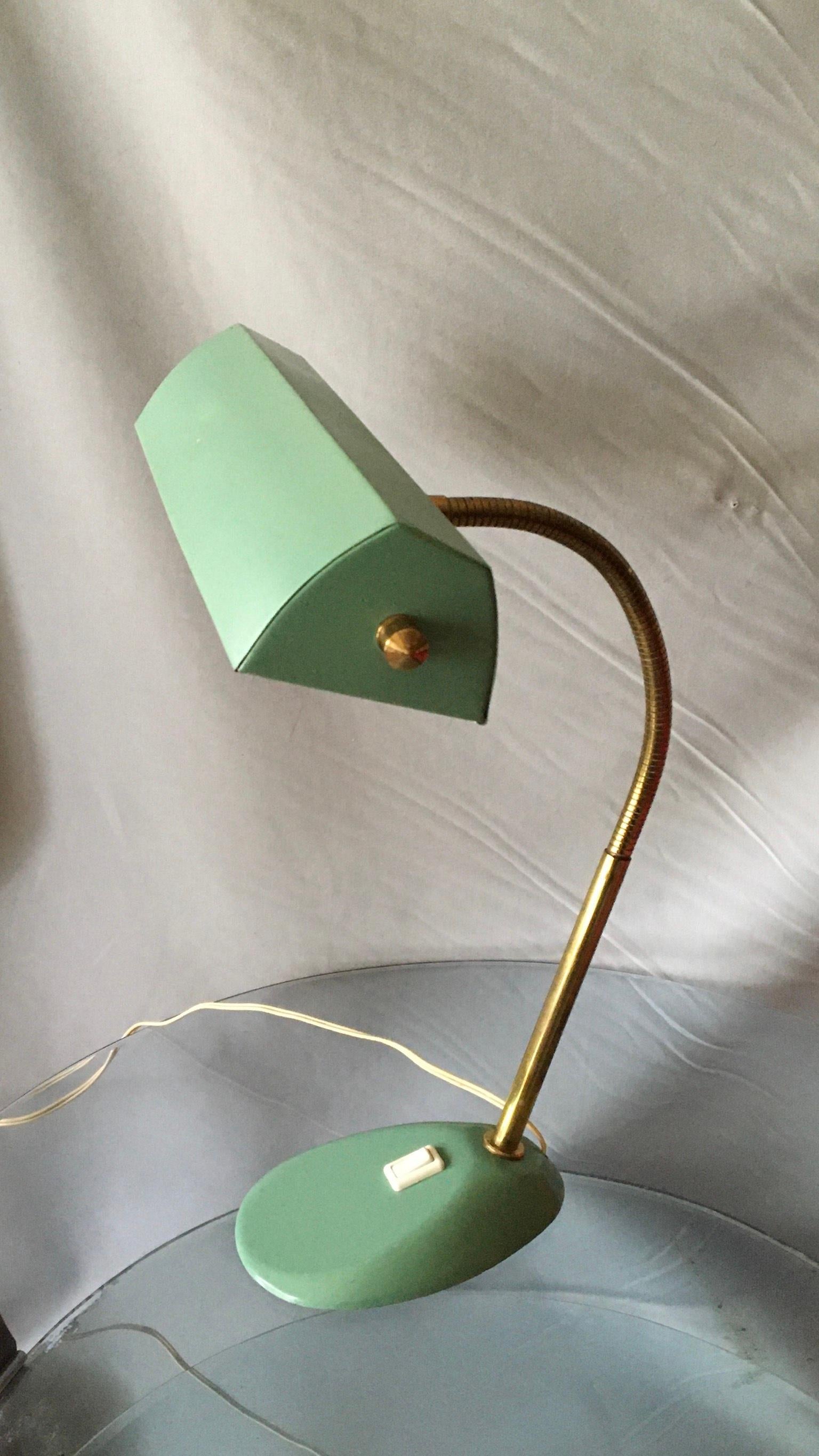 Mid Century Modern French Green Table Lamp, 1950 For Sale 3