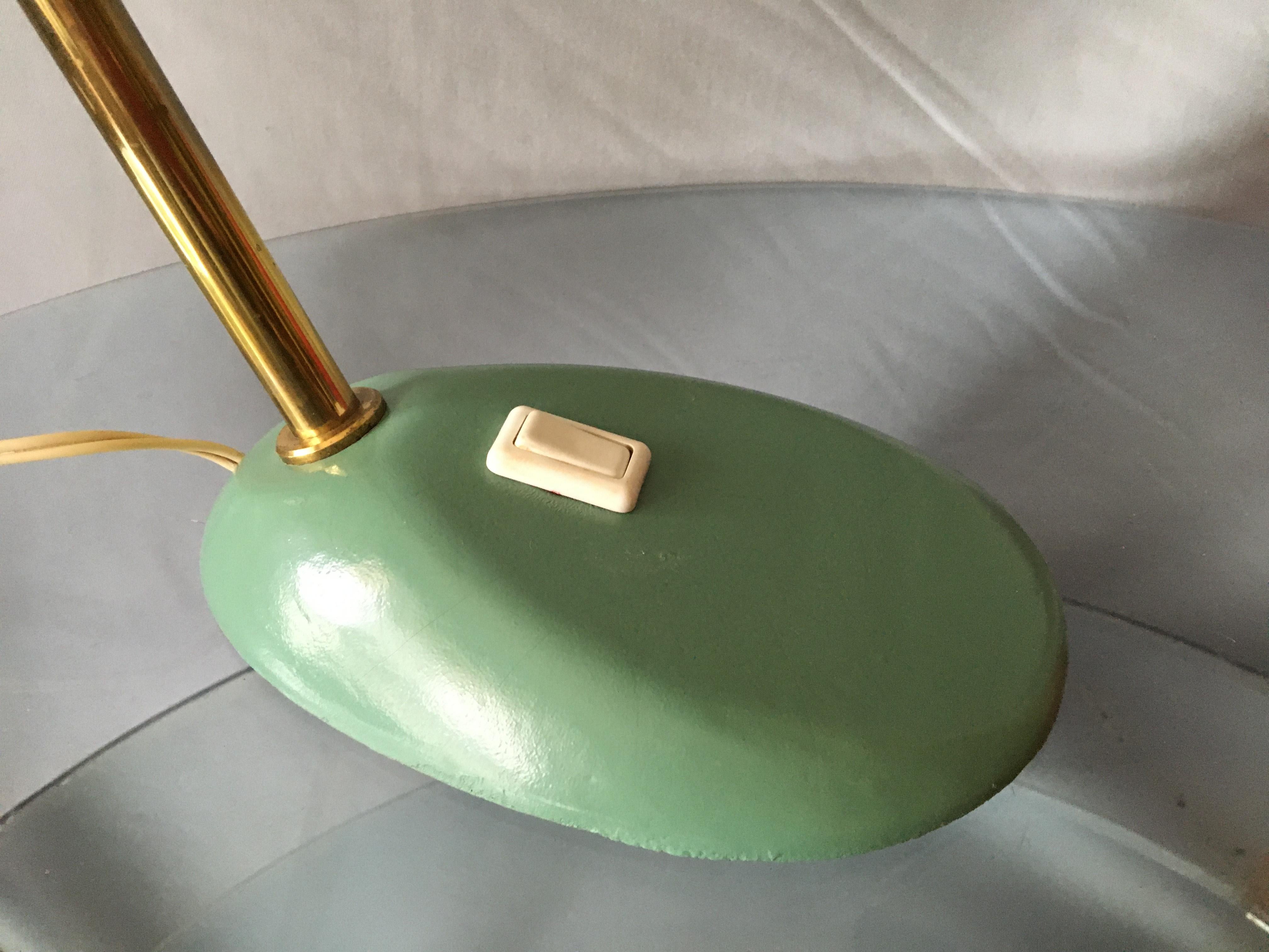Mid-20th Century Mid Century Modern French Green Table Lamp, 1950 For Sale