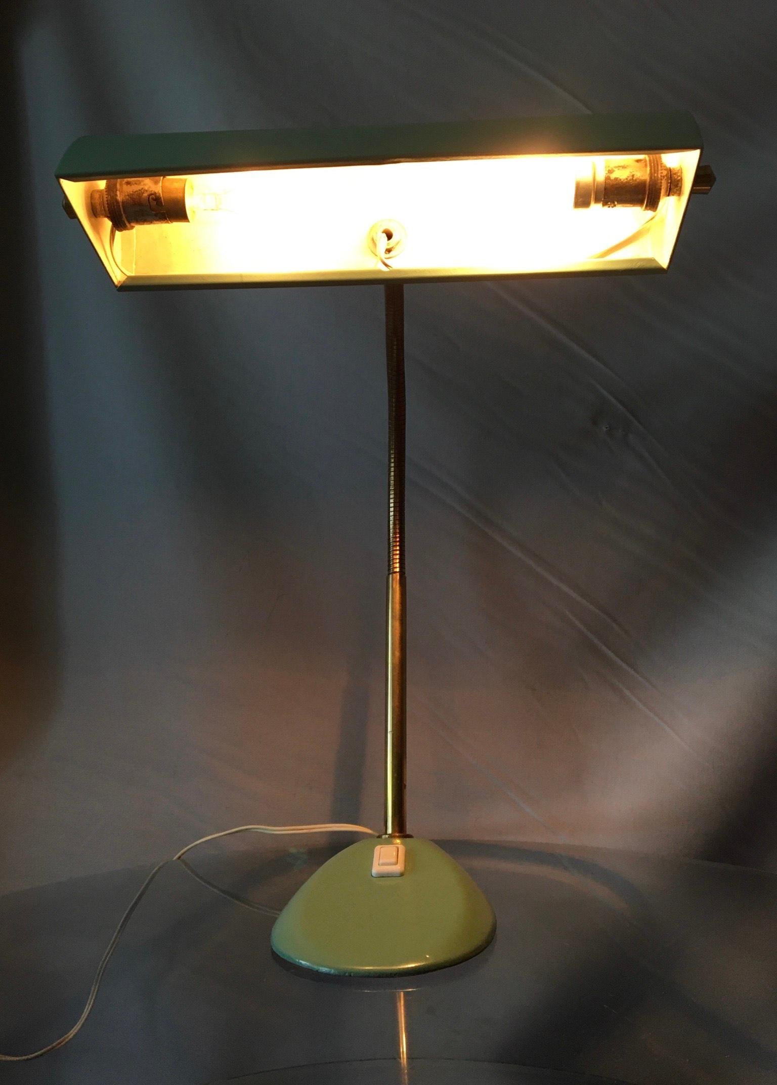 Mid Century Modern French Green Table Lamp, 1950 For Sale 2