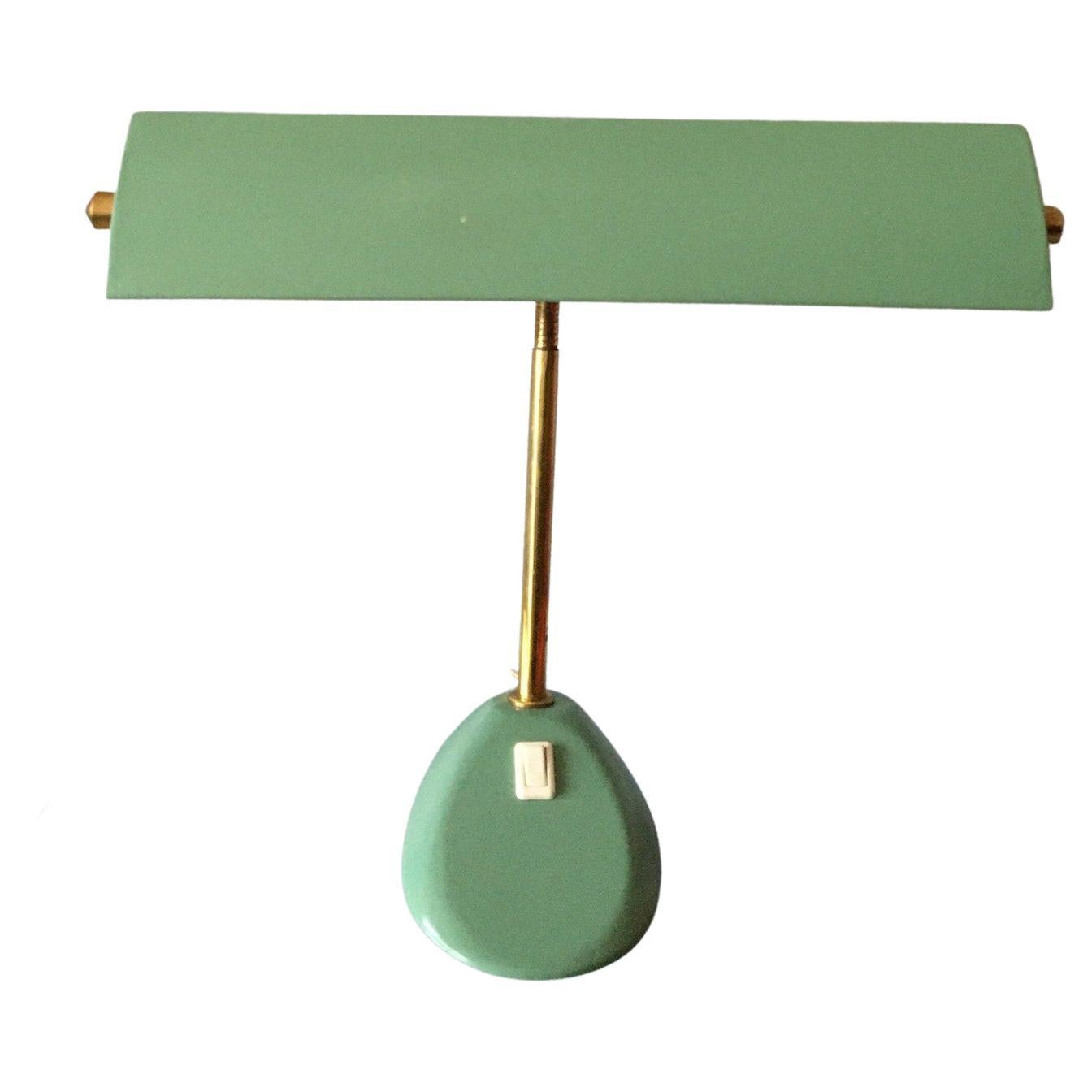 Mid Century Modern French Green Table Lamp, 1950 For Sale