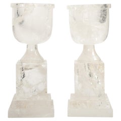 Mid-Century Modern French Hand-Carved and Hand-Polished Rock Crystal Vases