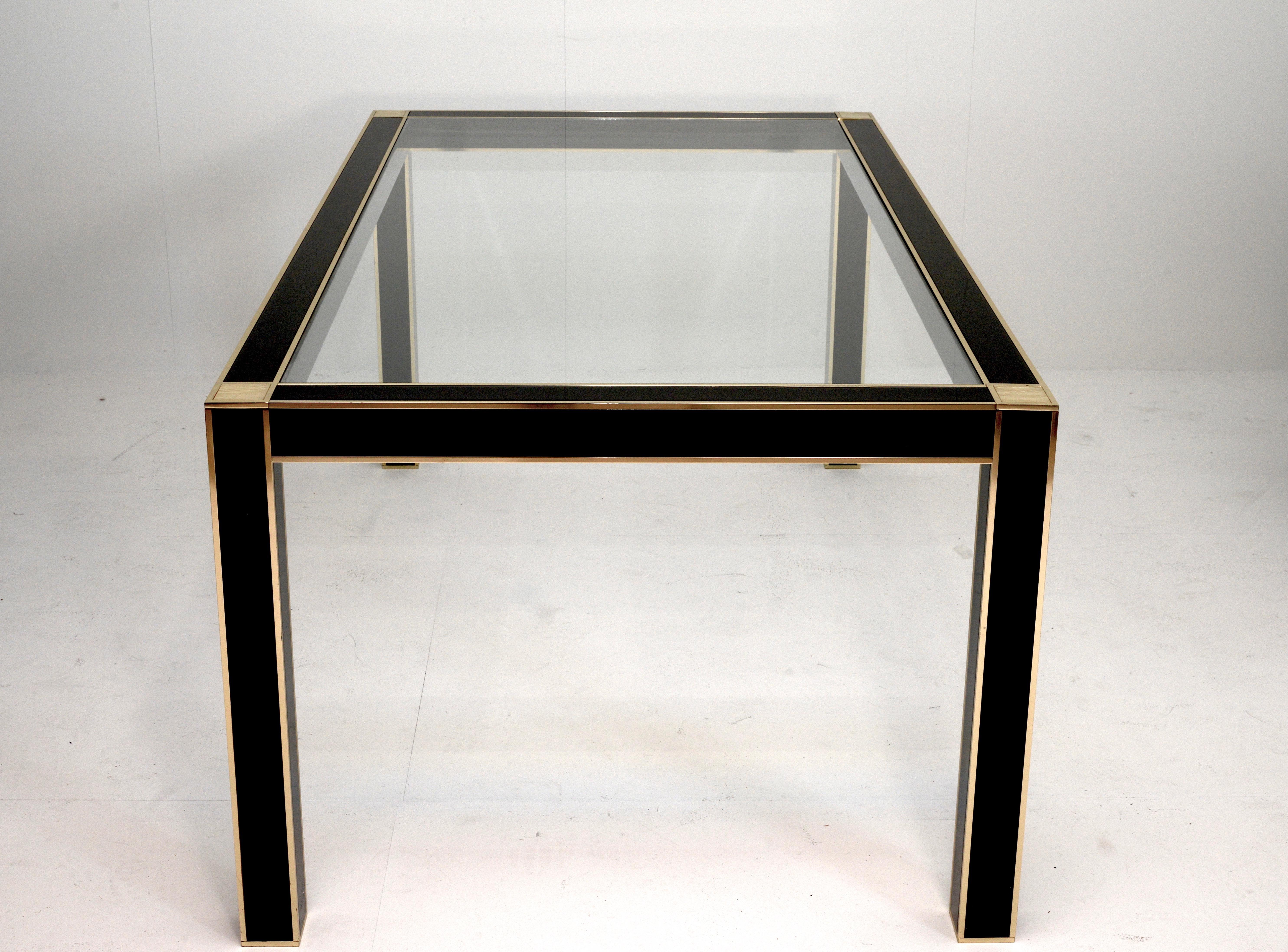 Mid-Century Modern French Lacquered Dining Table with Glass Top by Pierre Cardin In Good Condition In Prato, IT