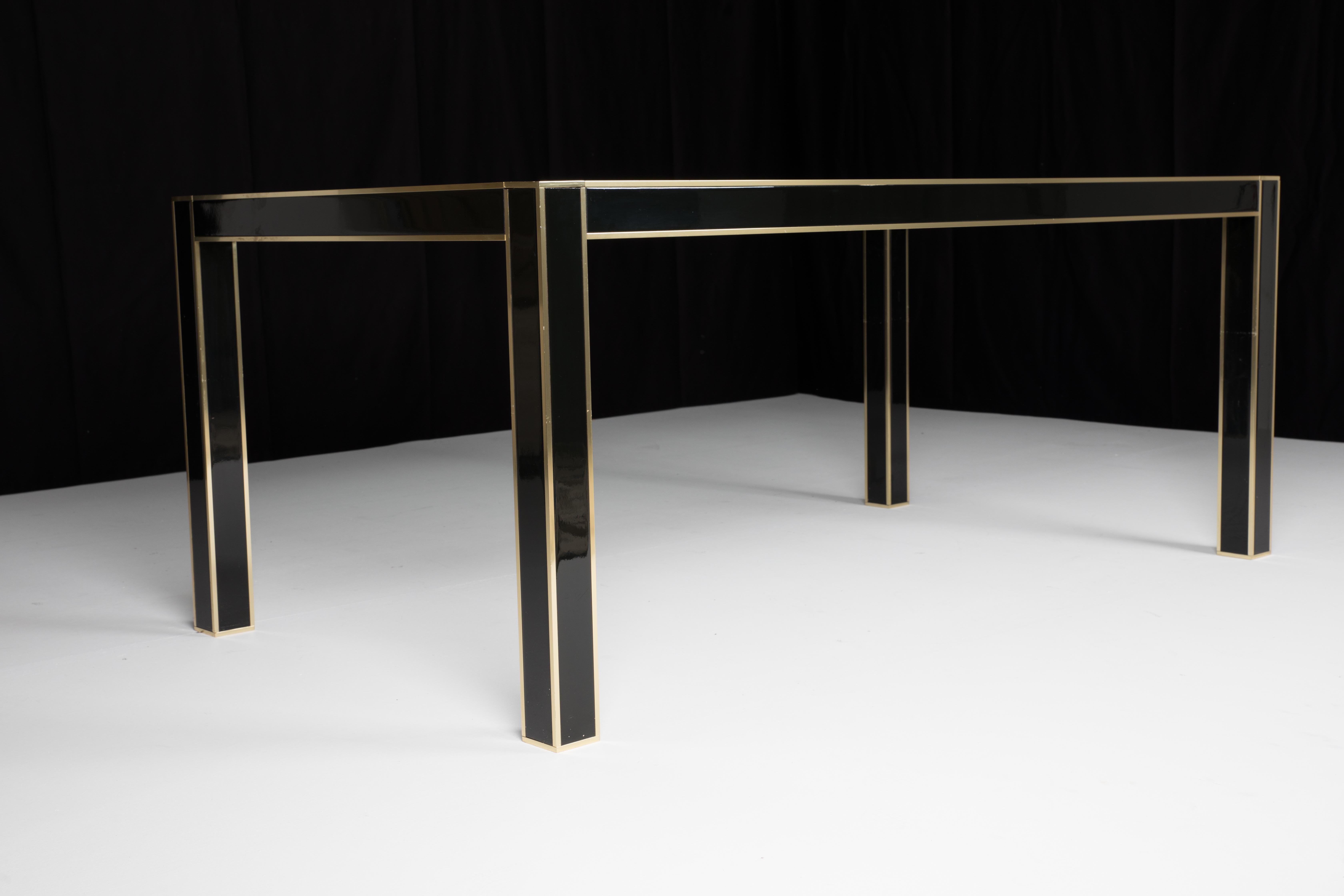 Mid-Century Modern French Lacquered Dining Table with Glass Top by Pierre Cardin 1
