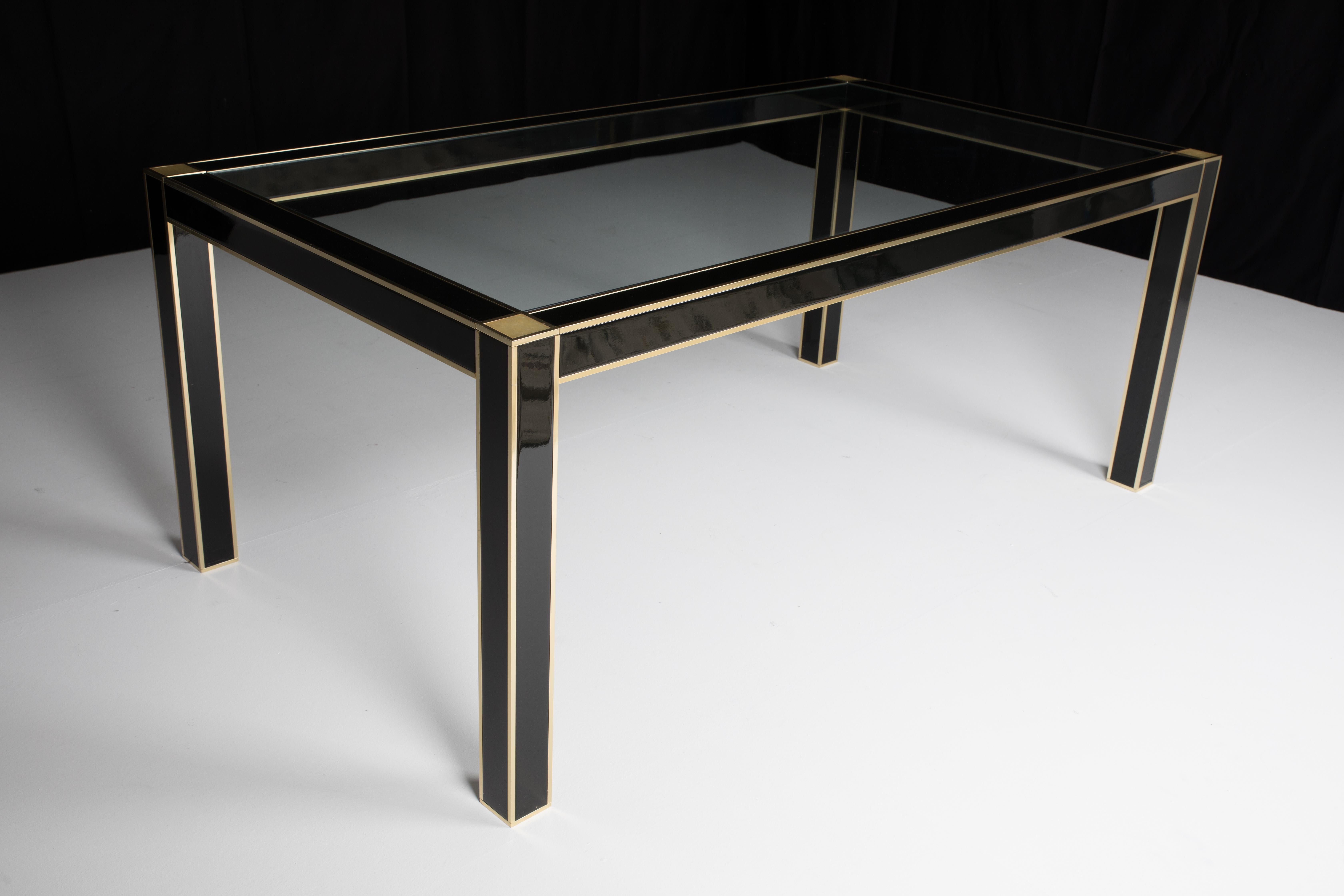 Mid-Century Modern French Lacquered Dining Table with Glass Top by Pierre Cardin 2