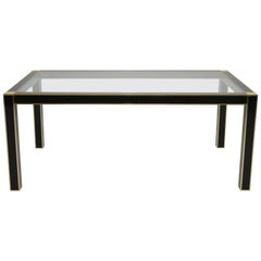 Mid-Century Modern French Lacquered Dining Table with Glass Top by Pierre Cardin