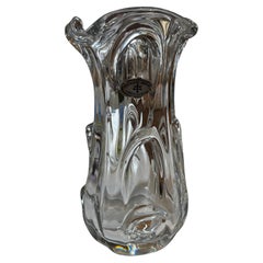 Mid-Century Modern French Lead Crystal Vase by Cristallerie Lorraine