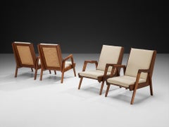 Mid-Century Modern French Lounge Chairs in Teak and Cane