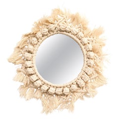 Mid-Century Modern French Macrame Mirror, circa 1960