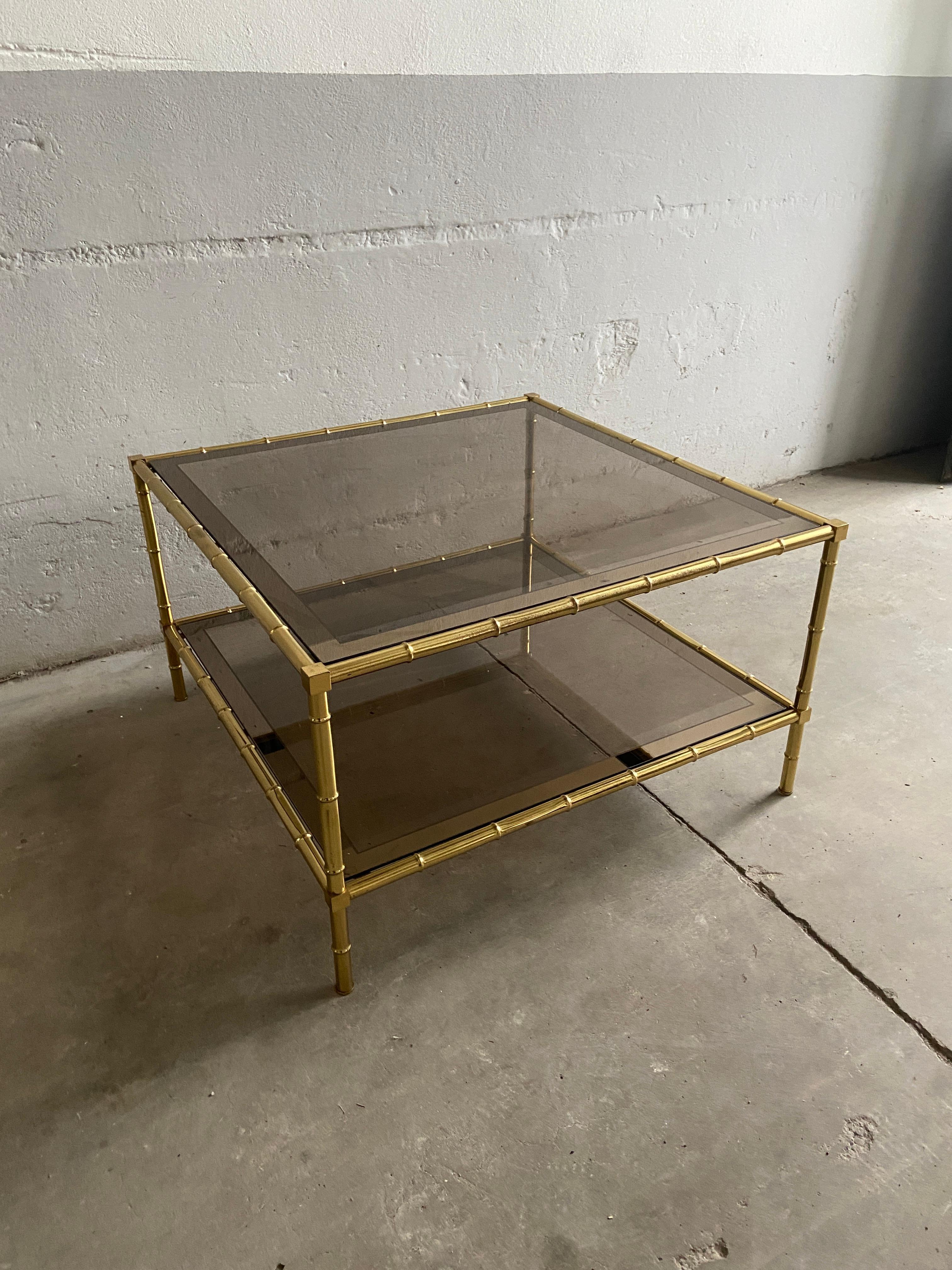 Mid-20th Century Mid-Century Modern French Maison Baguès Gilt Brass Coffee or Sofa Table, 1960s For Sale