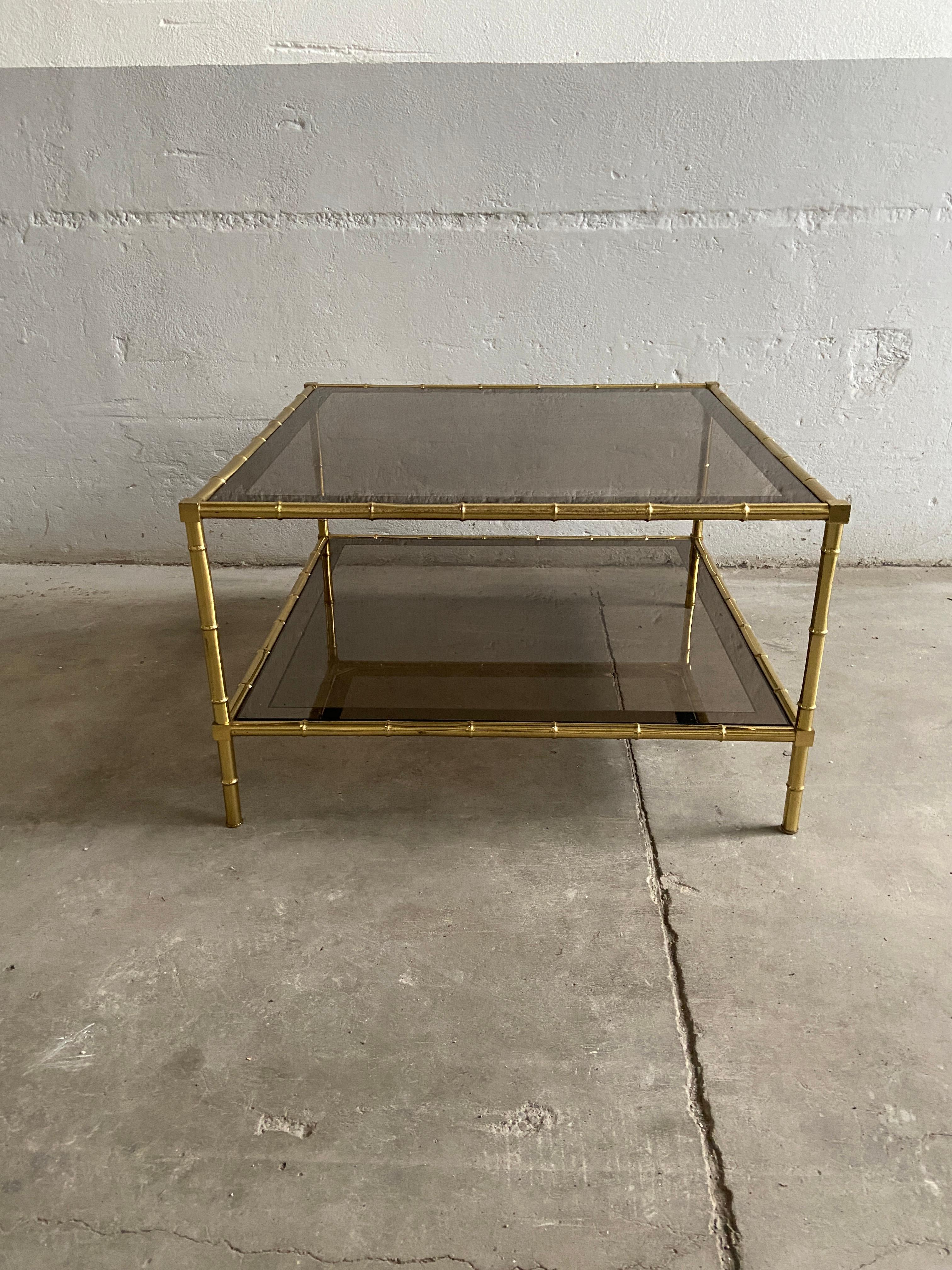 Metal Mid-Century Modern French Maison Baguès Gilt Brass Coffee or Sofa Table, 1960s For Sale