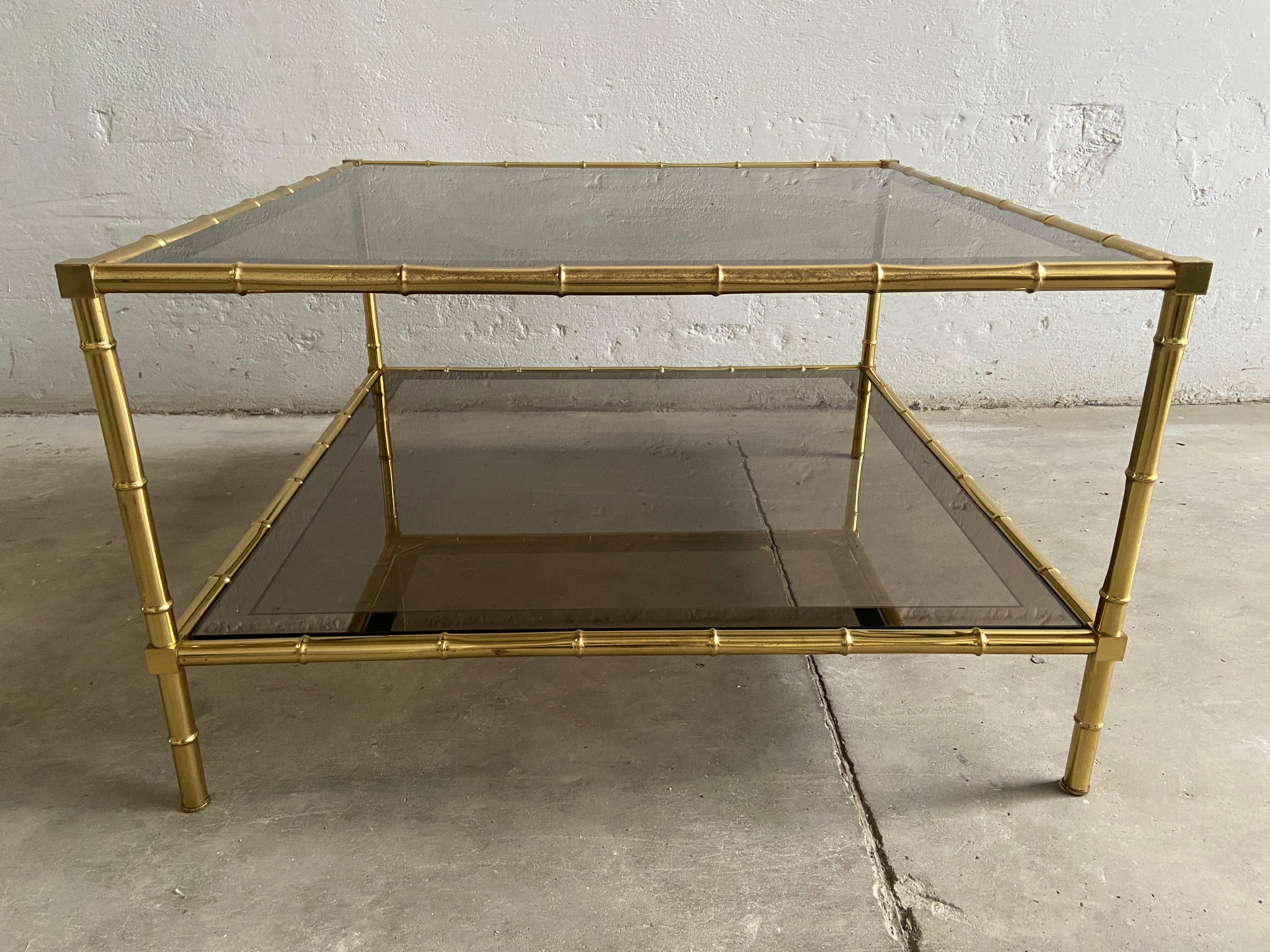Mid-Century Modern French Maison Baguès Gilt Brass Coffee or Sofa Table, 1960s For Sale 1