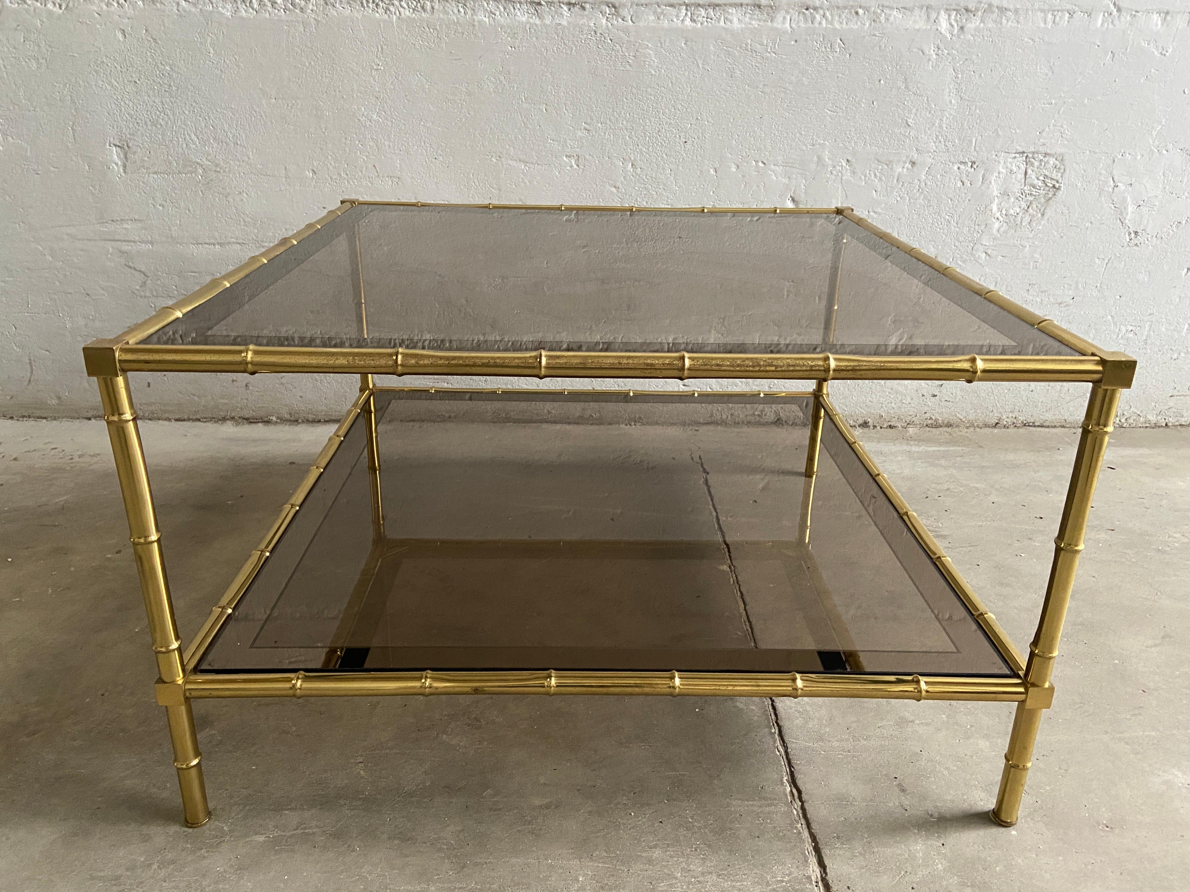 Mid-Century Modern French Maison Baguès Gilt Brass Coffee or Sofa Table, 1960s For Sale 2