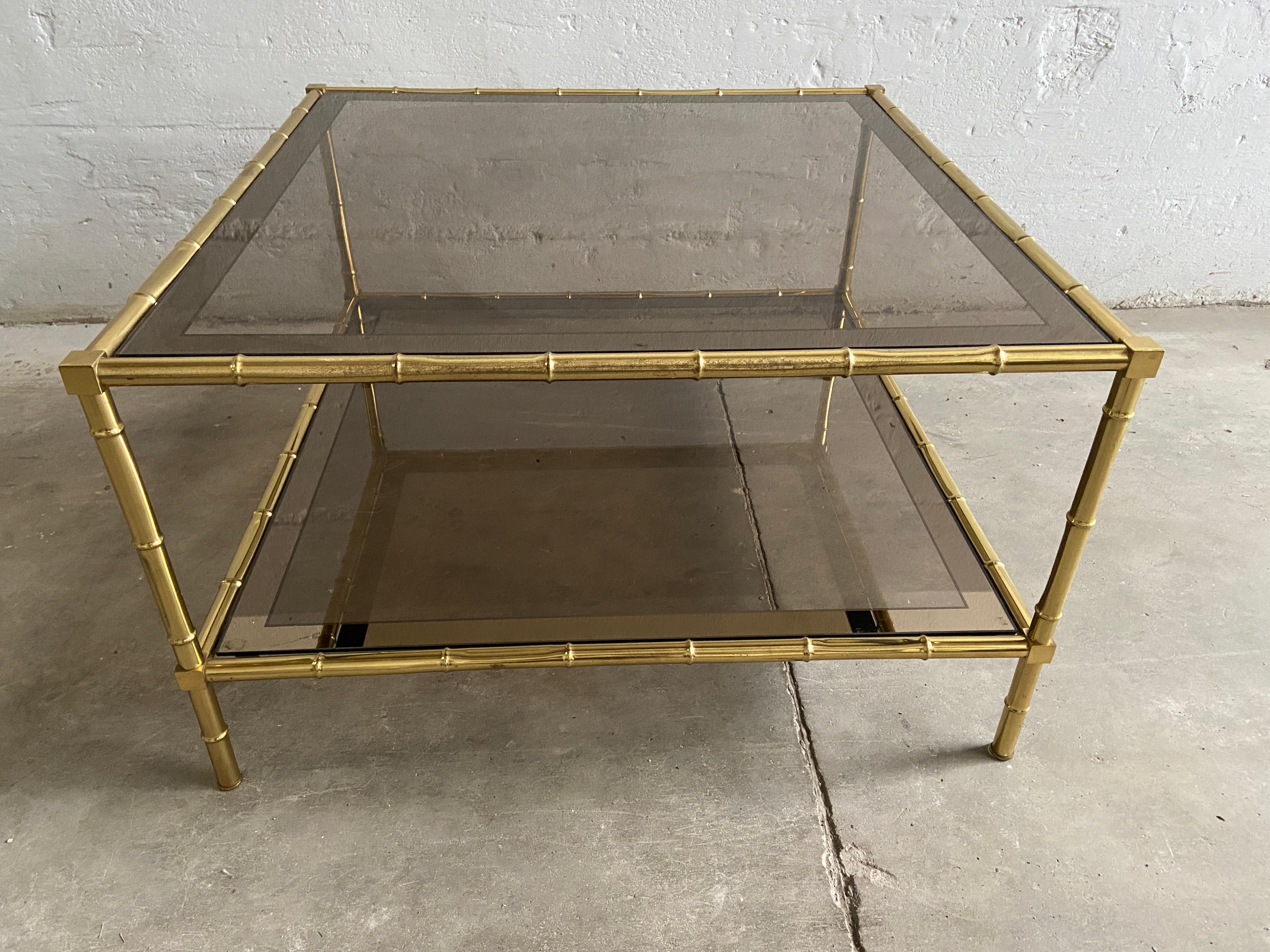 Mid-Century Modern French Maison Baguès Gilt Brass Coffee or Sofa Table, 1960s For Sale 4