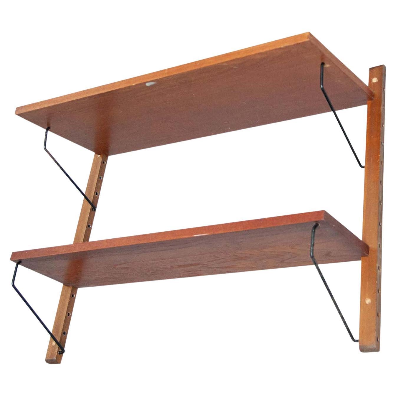 Mid-Century Modern French Modular System Shelve, Wood and Metal For Sale