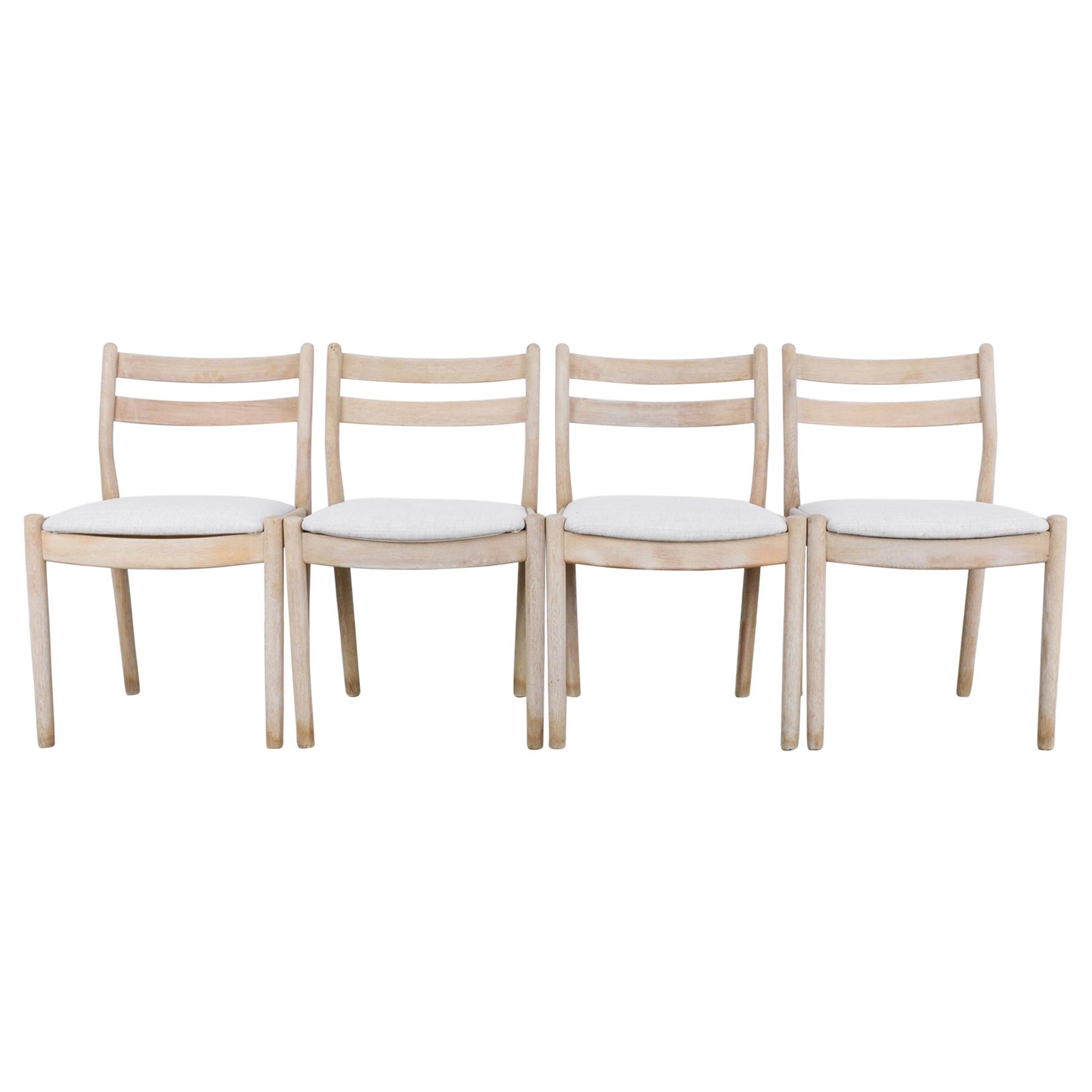 Mid-Century Modern French Oak Dining Chairs, Set of Four