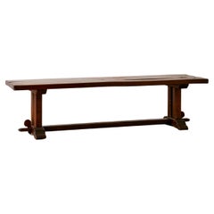 Used Mid-Century Modern French Oak Plank Bench 