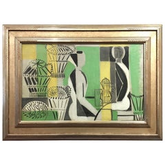 Mid-Century Modern French Oil on Canvas by Jacques Lagrange