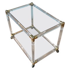 Mid-Century Modern French Plexiglass & Chrome Bar Cart